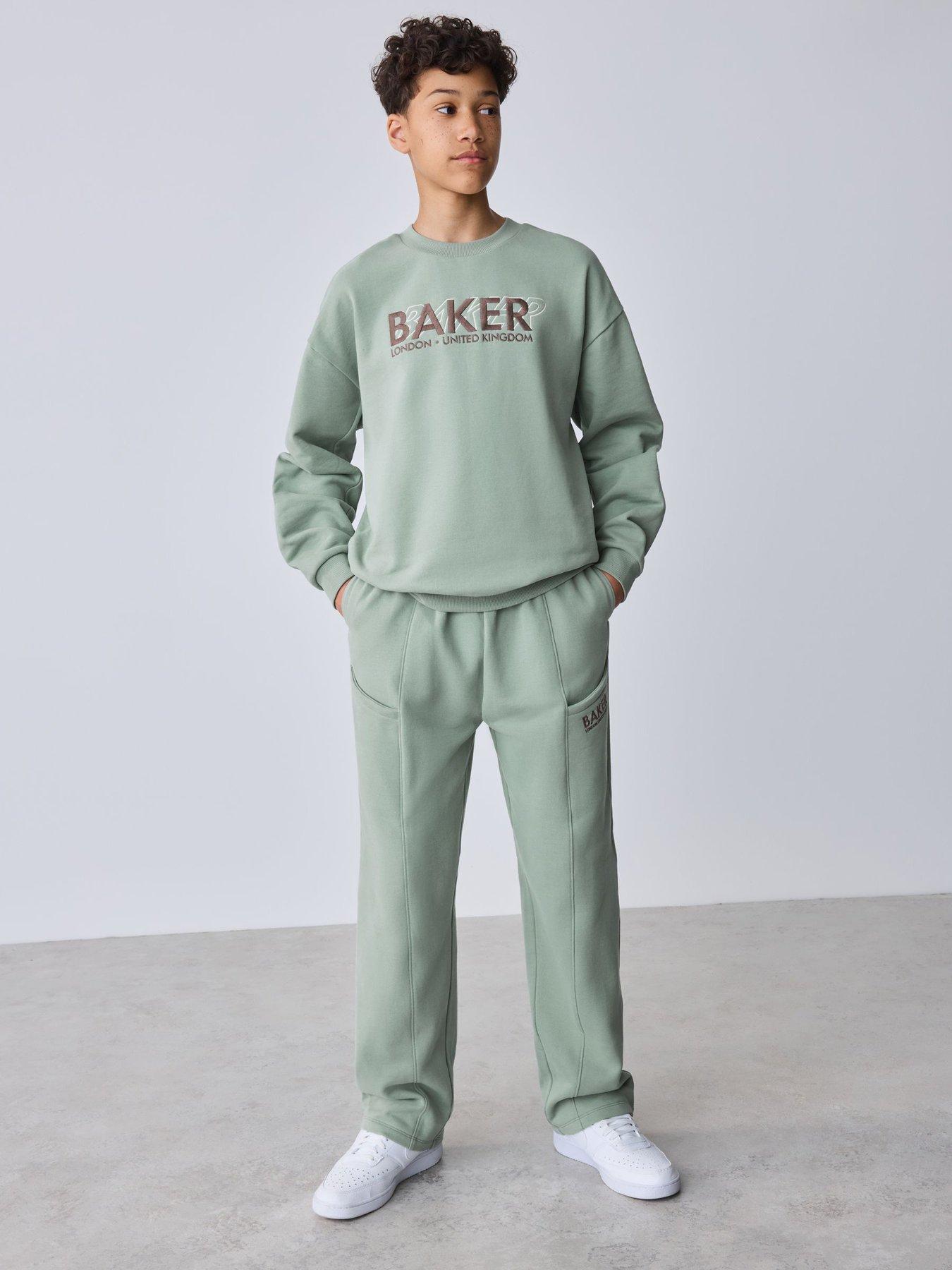 Image 1 of 7 of Ted Baker Boys Oversized Sweatshirt And Joggers Set - Sage Green