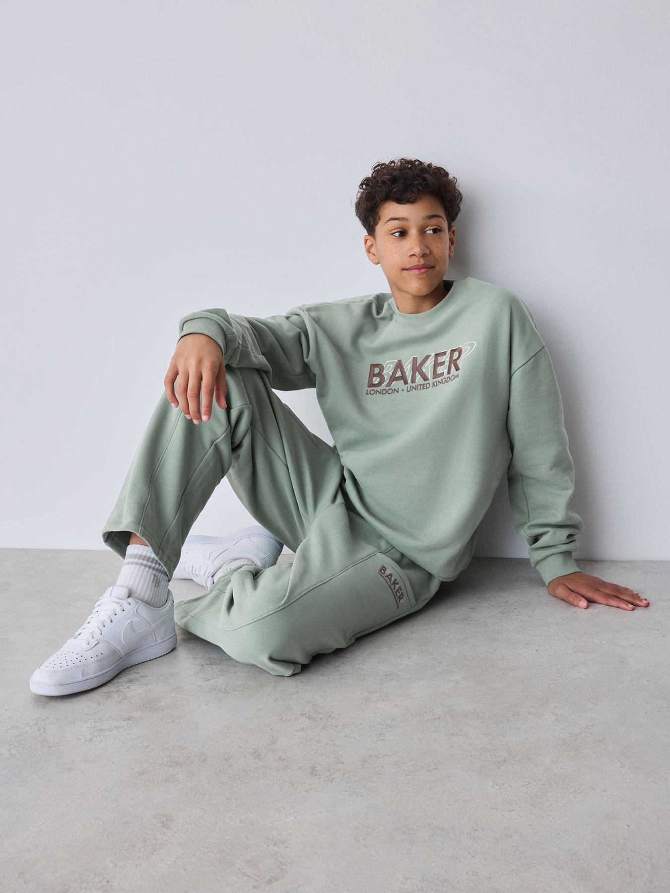 Image 2 of 7 of Ted Baker Boys Oversized Sweatshirt And Joggers Set - Sage Green