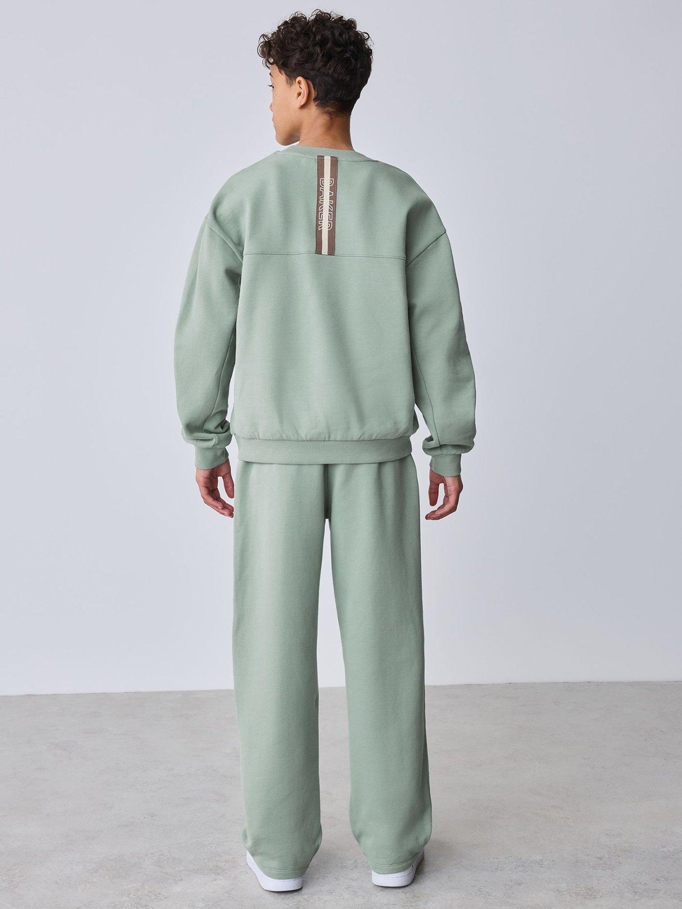 Image 3 of 7 of Ted Baker Boys Oversized Sweatshirt And Joggers Set - Sage Green
