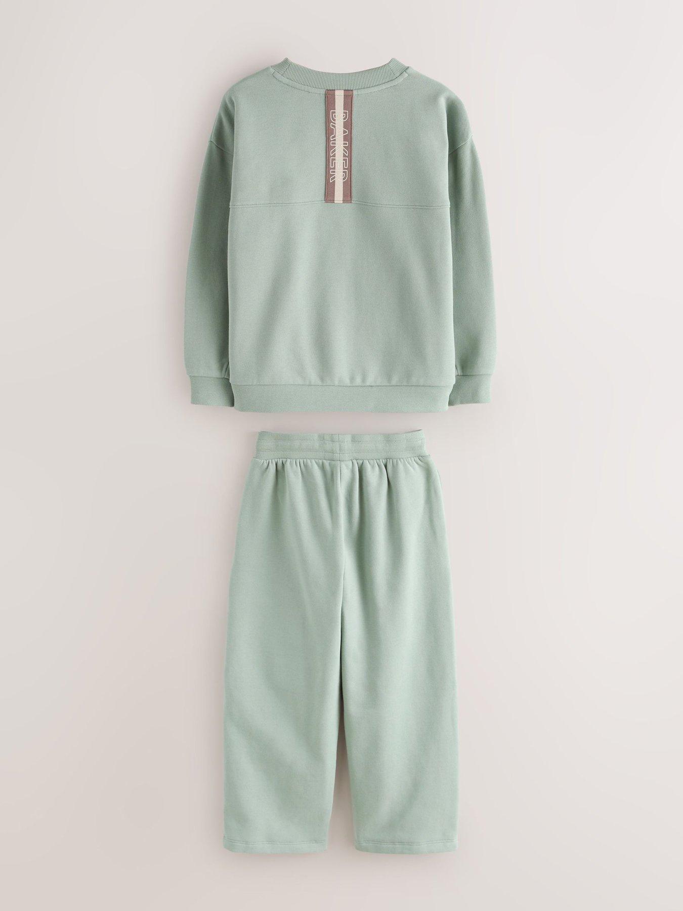 Image 6 of 7 of Ted Baker Boys Oversized Sweatshirt And Joggers Set - Sage Green