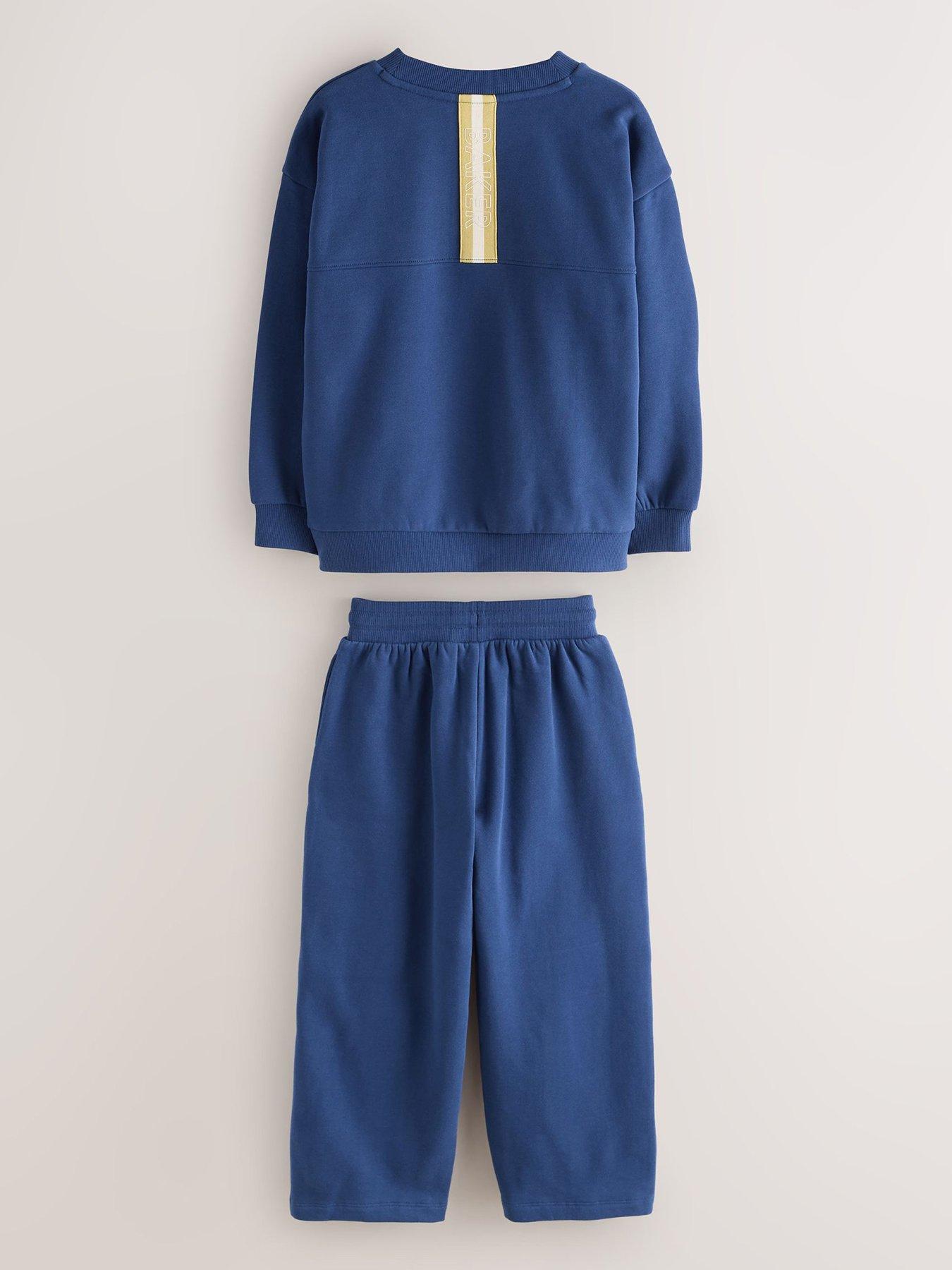 Image 3 of 7 of Baker by Ted Baker Boys Oversized Wide Leg Joggers Tracksuit Set - Blue