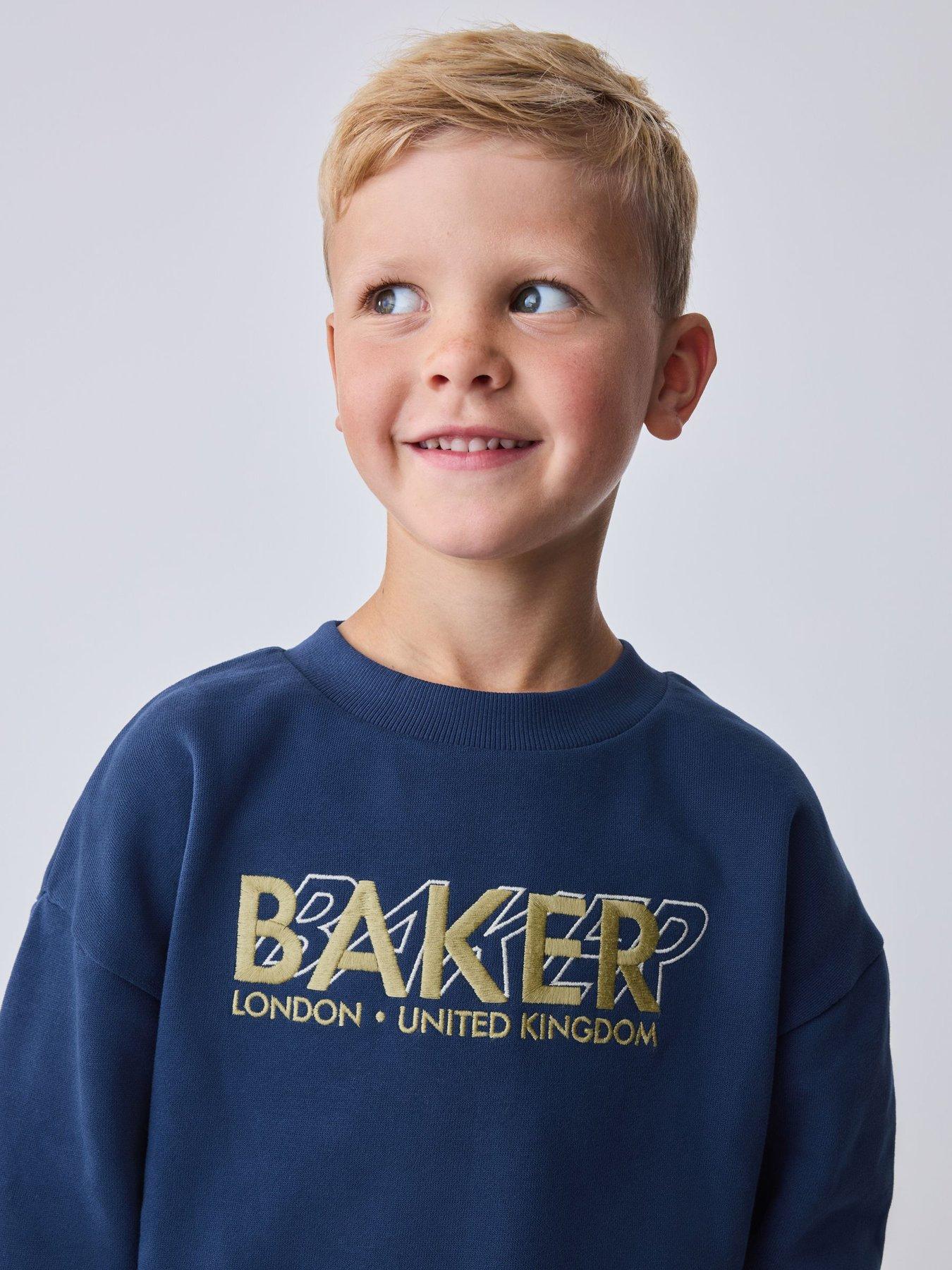 Image 4 of 7 of Baker by Ted Baker Boys Oversized Wide Leg Joggers Tracksuit Set - Blue