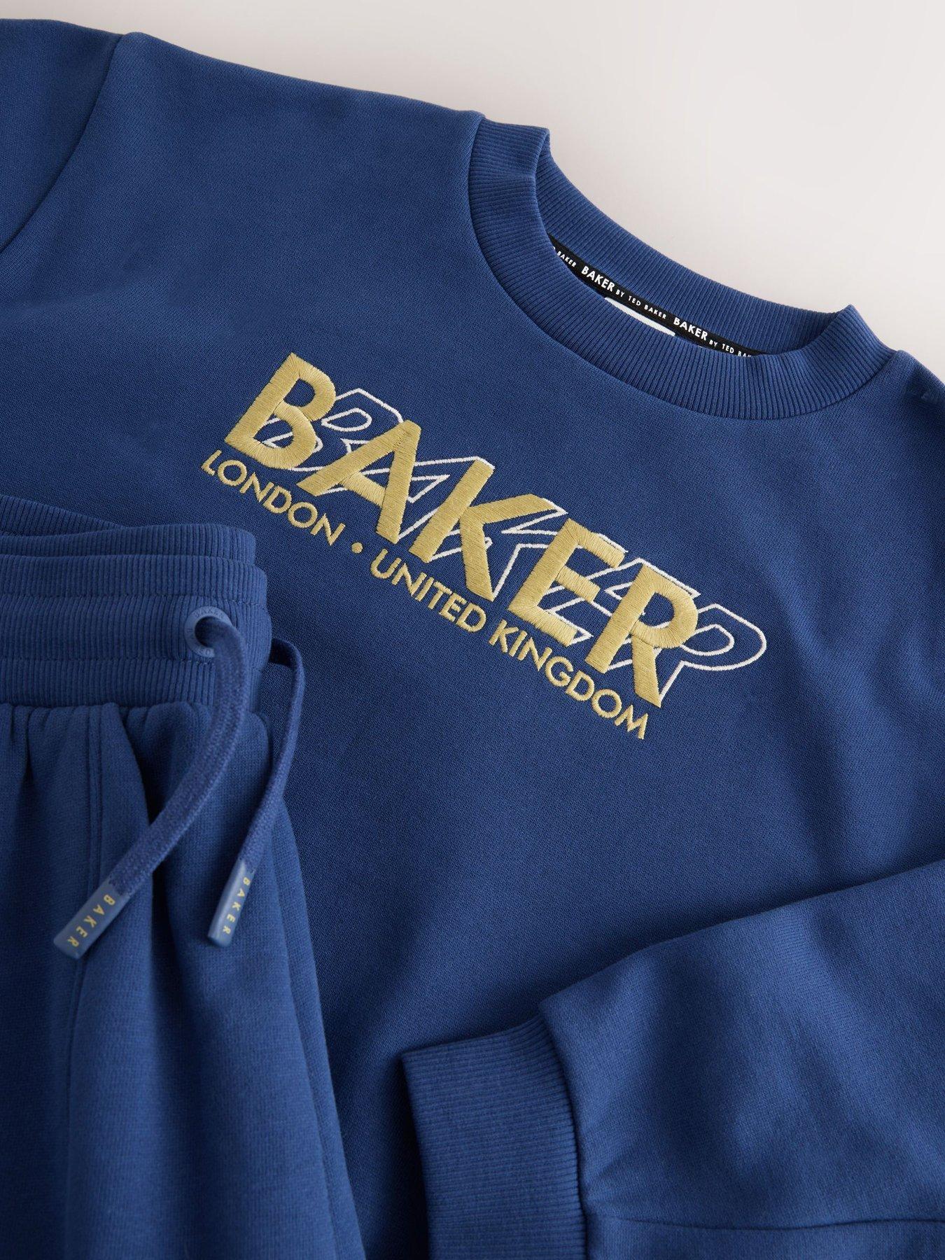 Image 6 of 7 of Baker by Ted Baker Boys Oversized Wide Leg Joggers Tracksuit Set - Blue