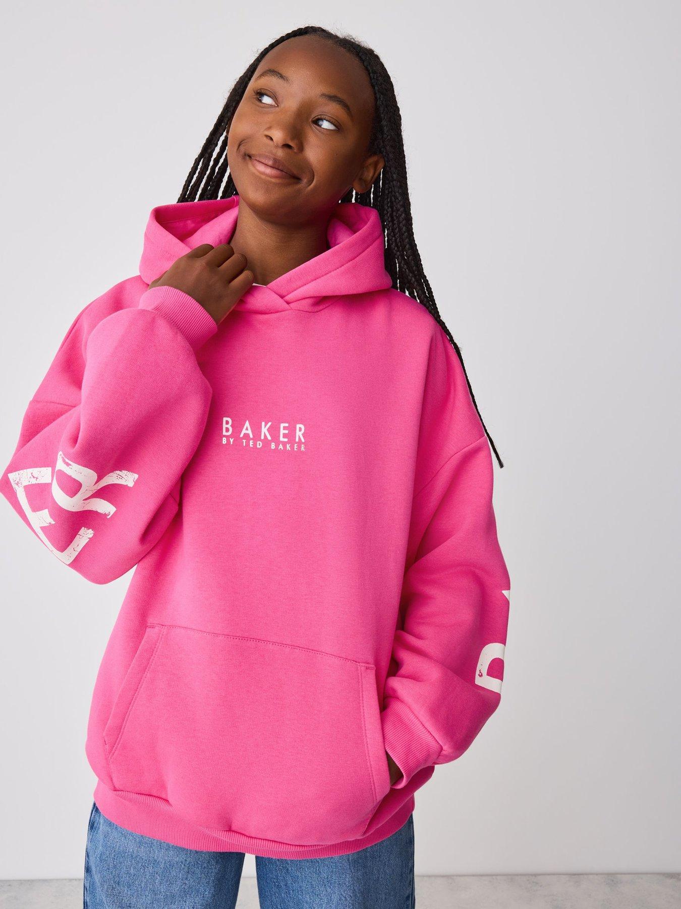 Image 1 of 7 of Ted Baker Girls Oversized Graphic Hoodie - Pink
