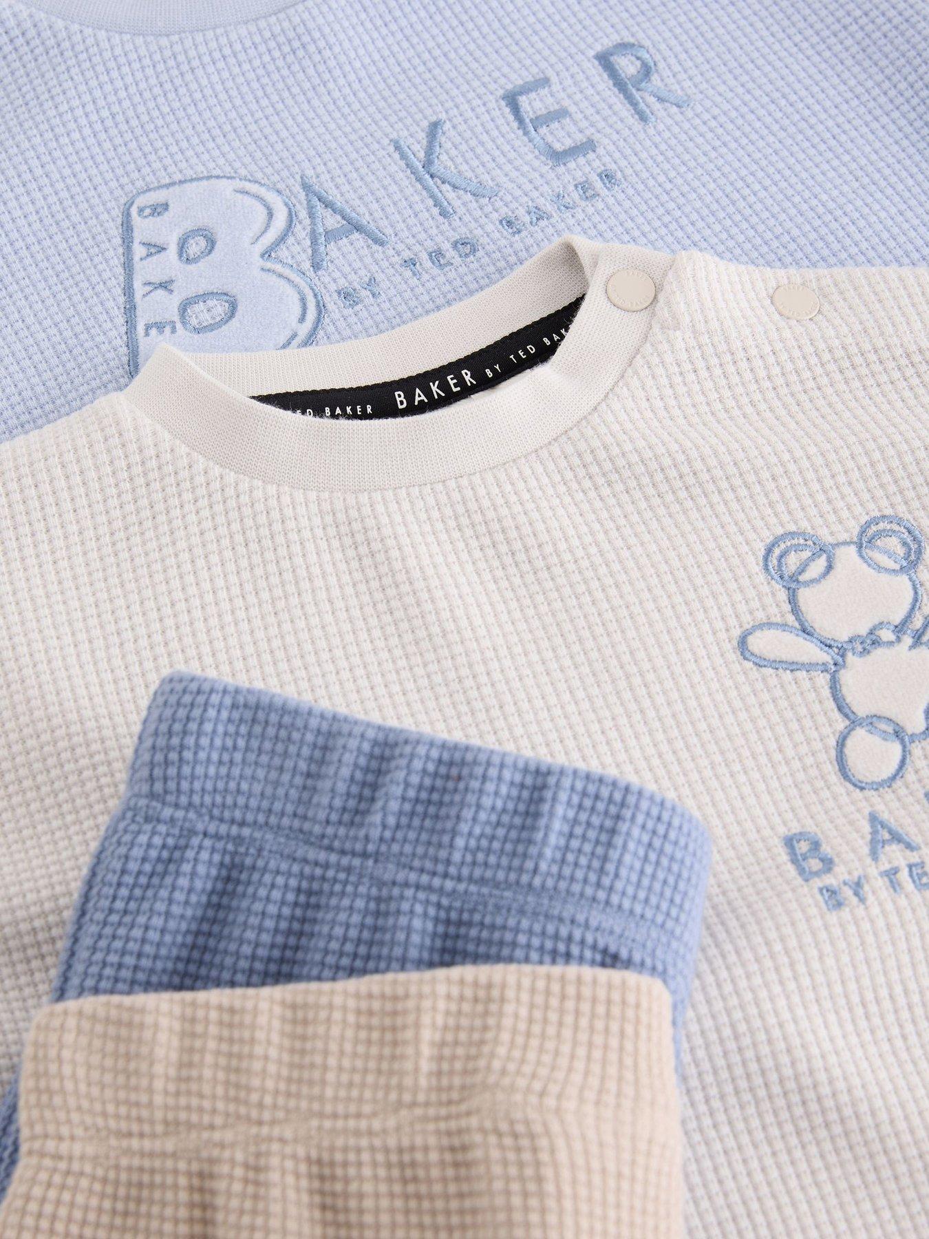 Image 4 of 7 of Baker by Ted Baker Baby Boys Waffle Textured 4 Piece Sweatshirt Set - Multi