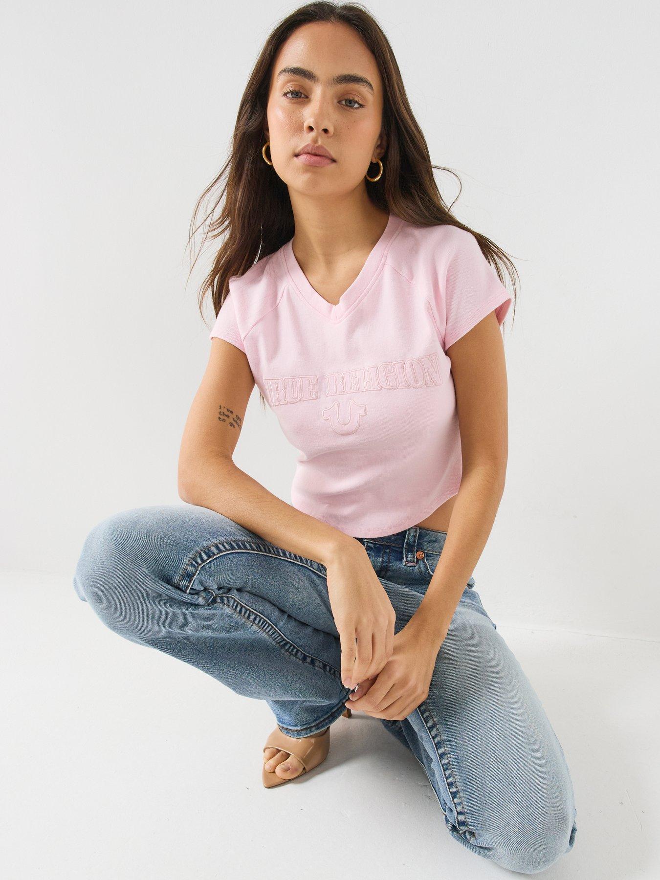 Image 5 of 6 of TRUE RELIGION Embroidered Washed Rib Baby Tee
