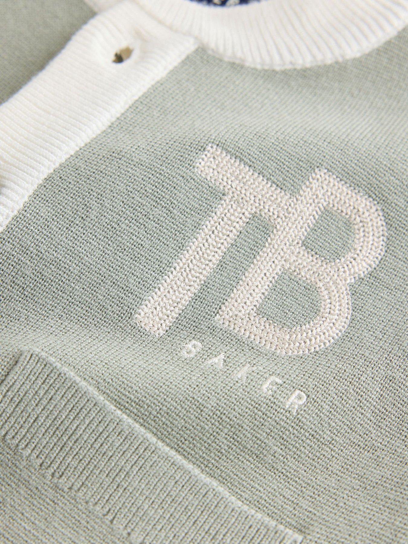 Image 4 of 7 of Ted Baker Boys 3 Piece Knitted Varsity Cardigan T-Shirt Joggers Set - Grey