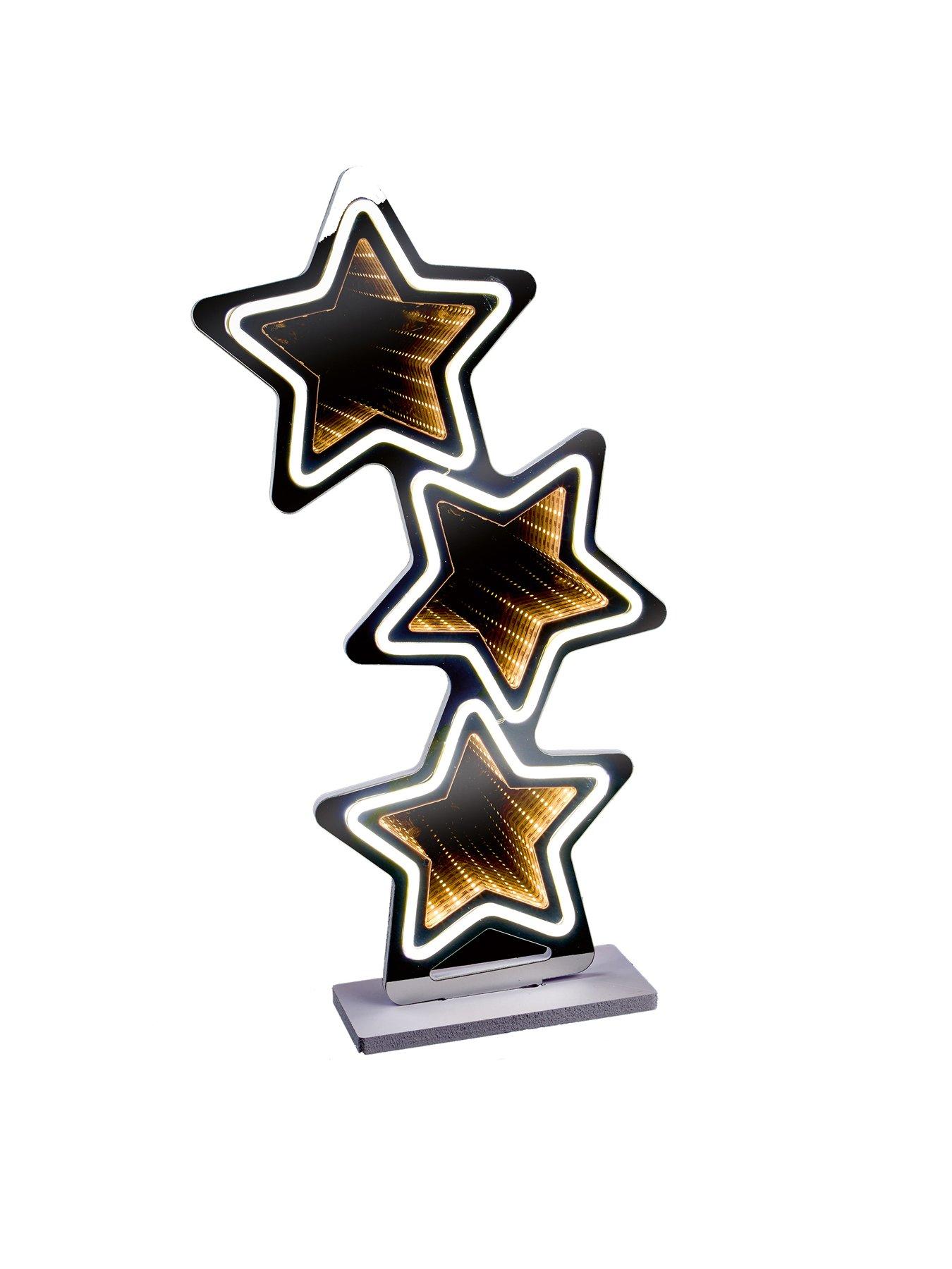 Image 1 of 6 of Premier Decorations 40cm Lit Star Stack Infinity Mirror