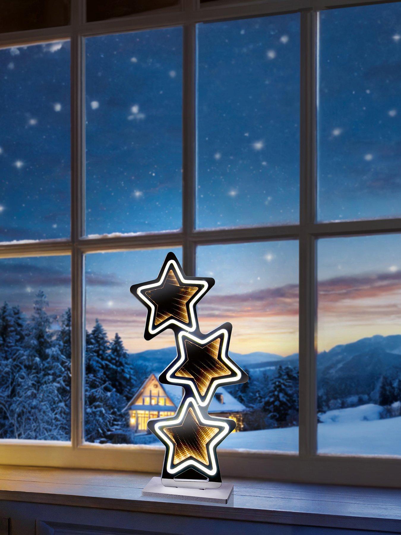 Image 2 of 6 of Premier Decorations 40cm Lit Star Stack Infinity Mirror