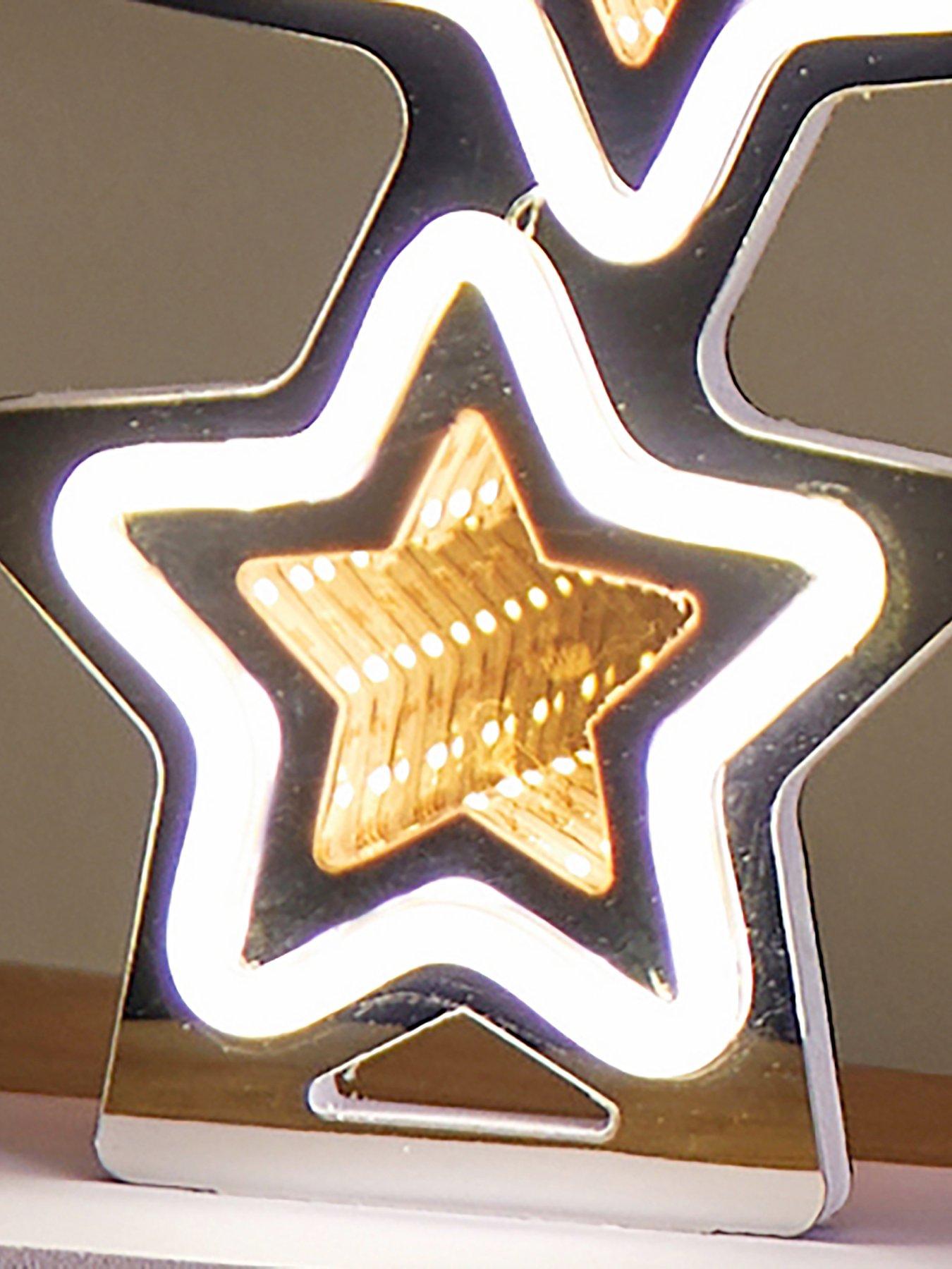 Image 5 of 6 of Premier Decorations 40cm Lit Star Stack Infinity Mirror