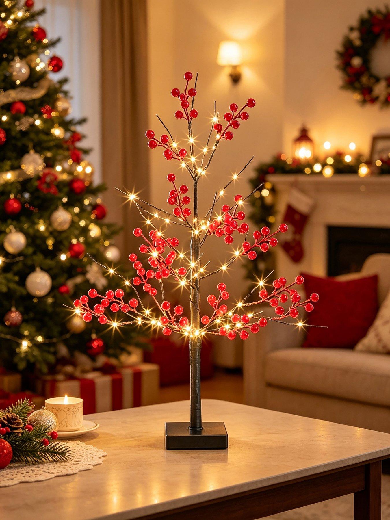 Image 2 of 4 of Premier Decorations 60cm  Lit Red Berry Tree