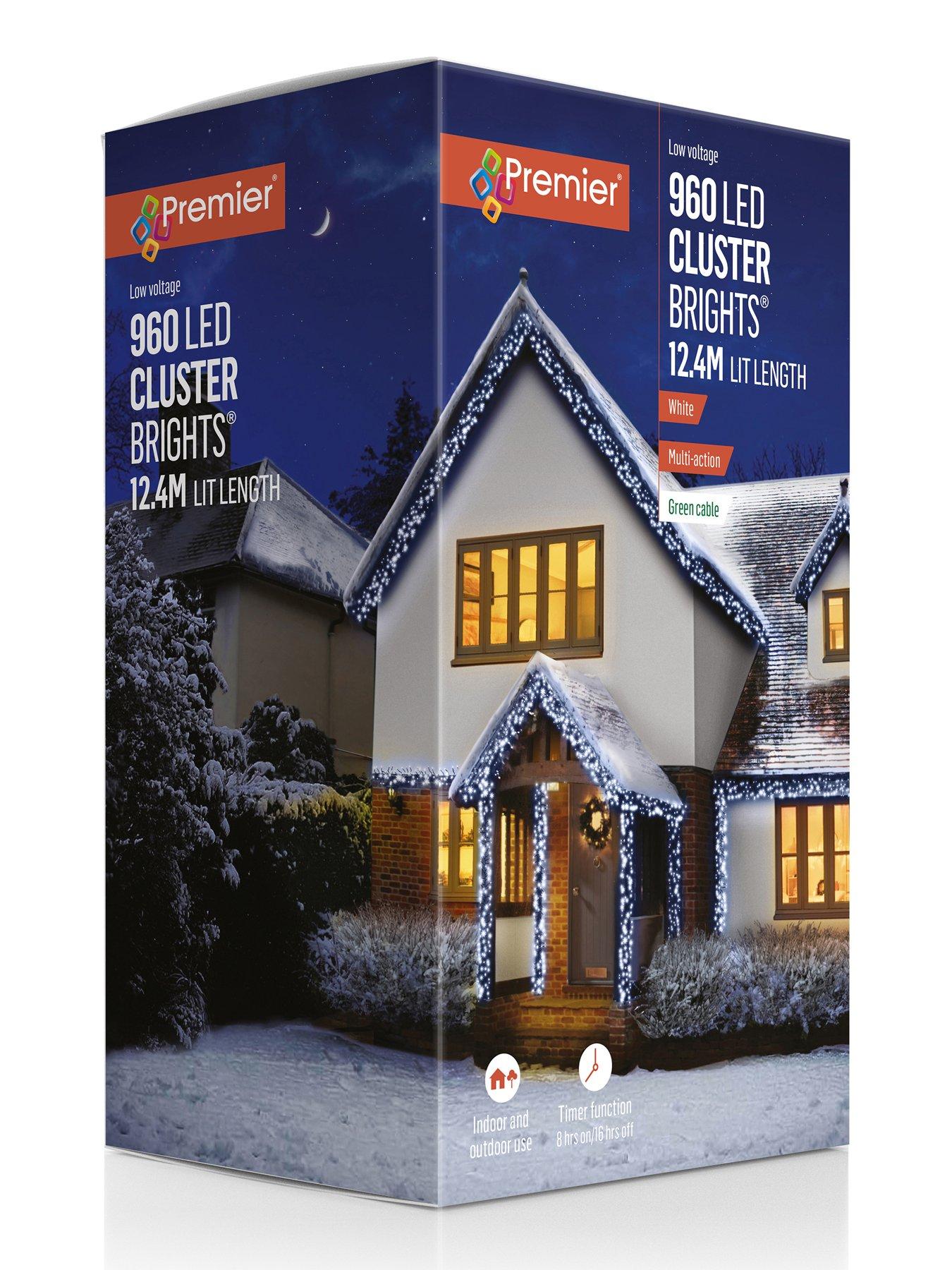 Image 1 of 6 of Premier Decorations 960 Multi Action Cluster Lights With White Led