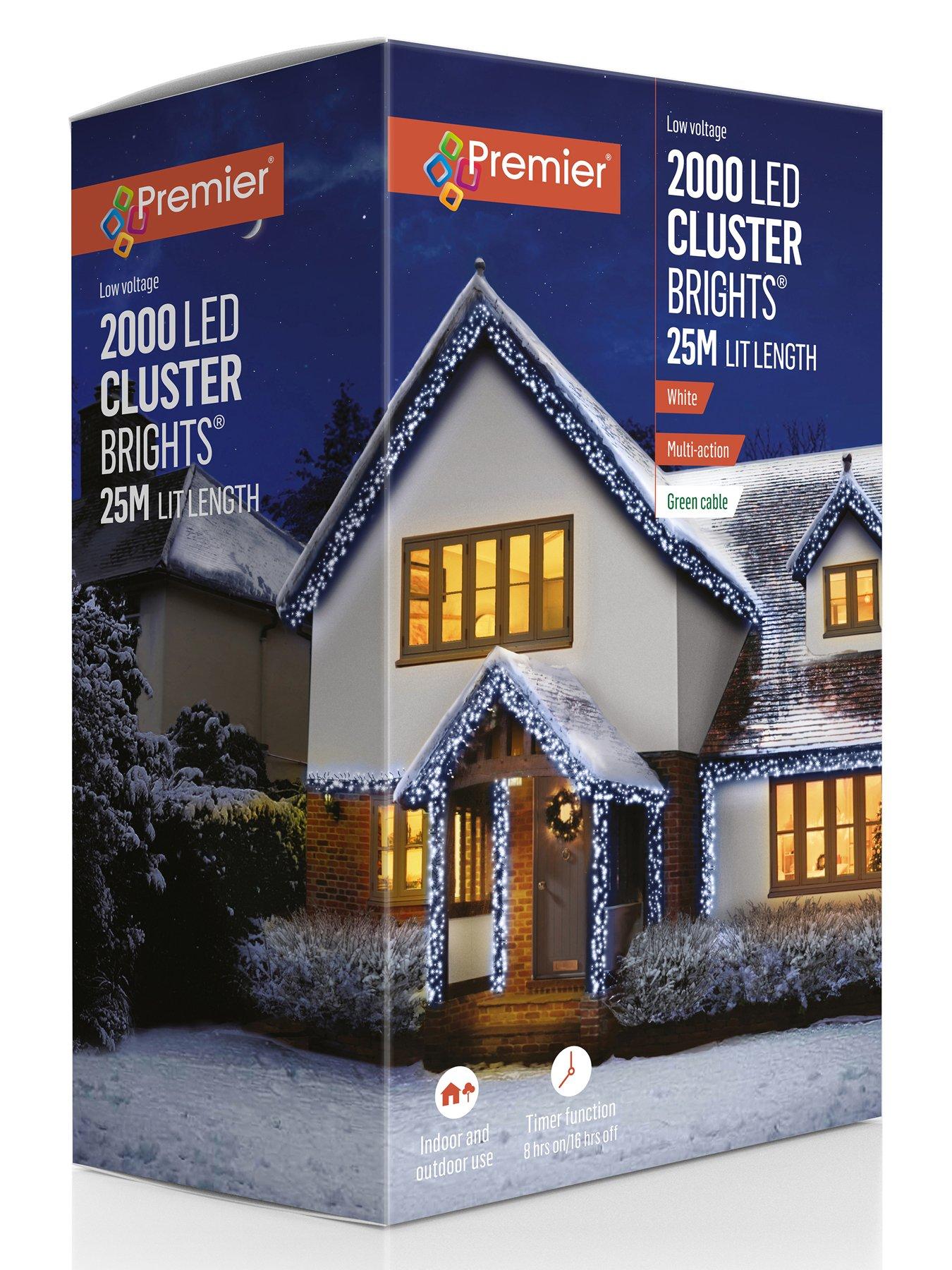 Image 1 of 6 of Premier Decorations 2000 Multi Action Cluster Lights With White Led