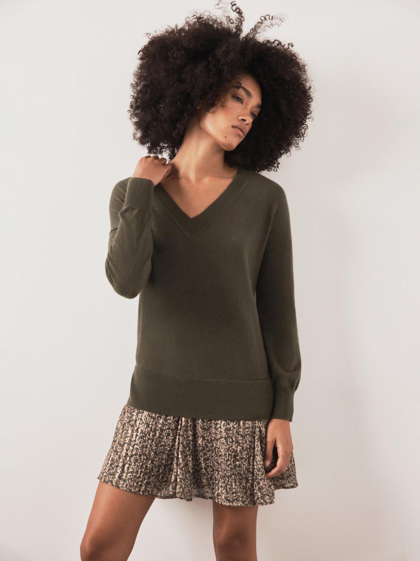 Image 1 of 6 of Mint Velvet Print Knit Mix Mini Dress - Green