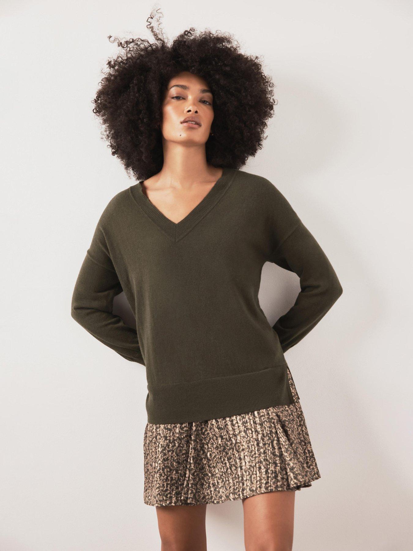 Image 2 of 6 of Mint Velvet Print Knit Mix Mini Dress - Green