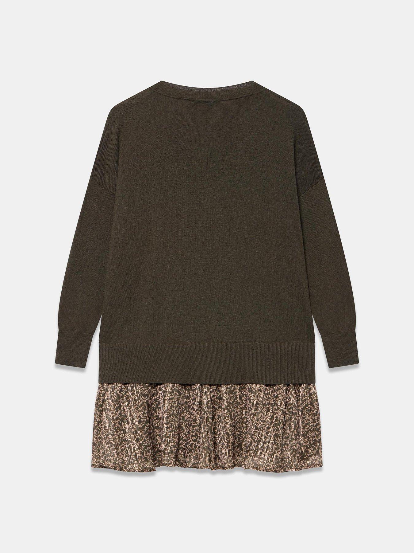 Image 6 of 6 of Mint Velvet Print Knit Mix Mini Dress - Green
