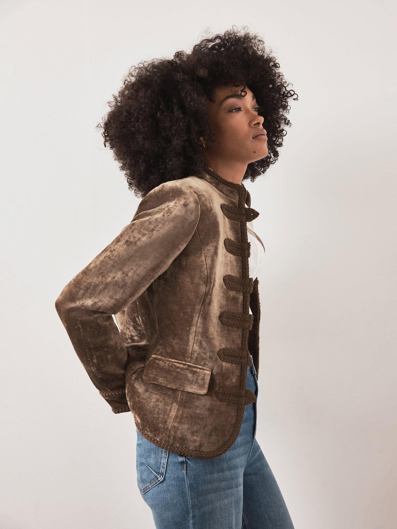 Image 2 of 6 of Mint Velvet Khaki Military Jacket - Green