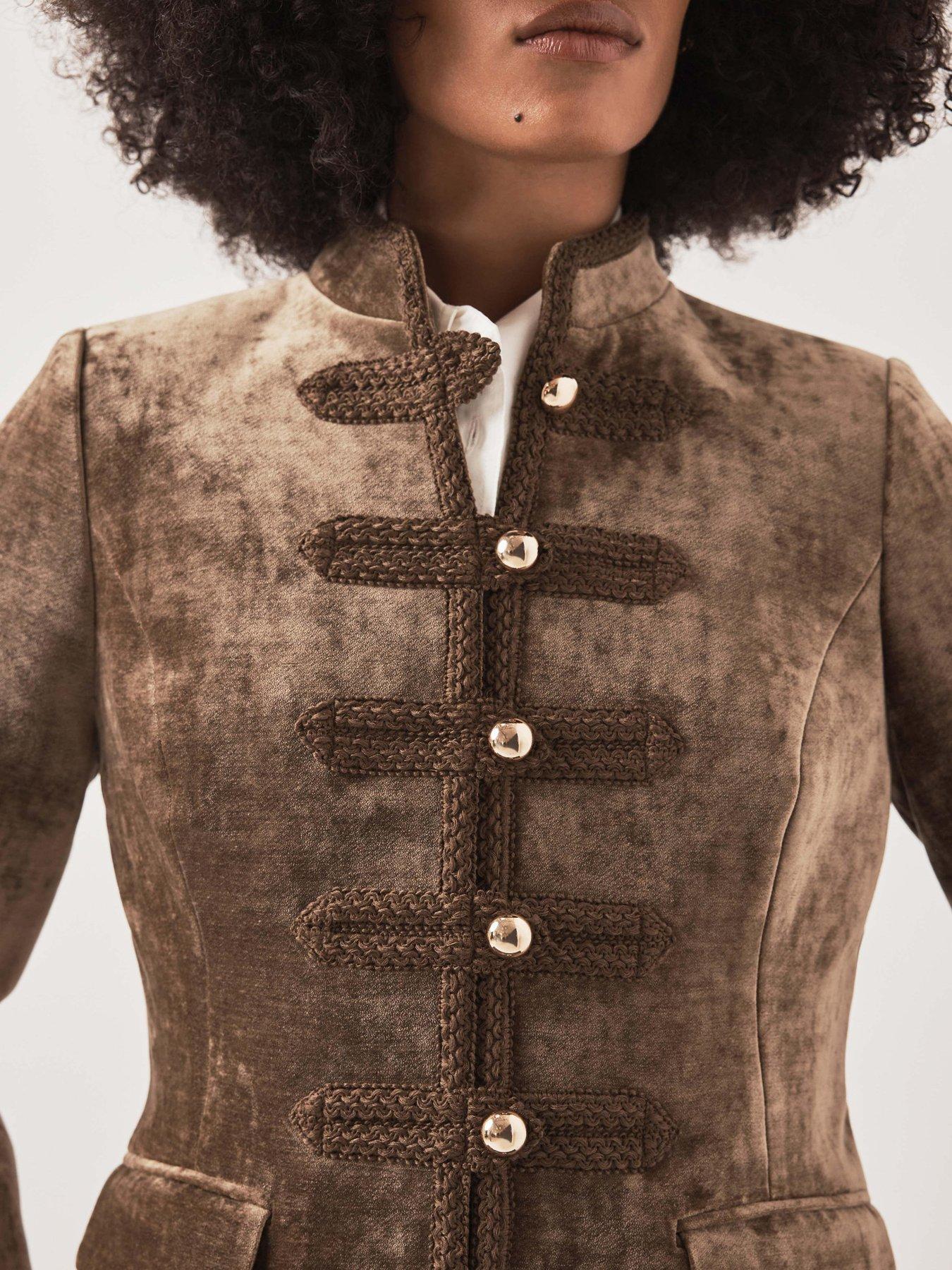 Image 3 of 6 of Mint Velvet Khaki Military Jacket - Green