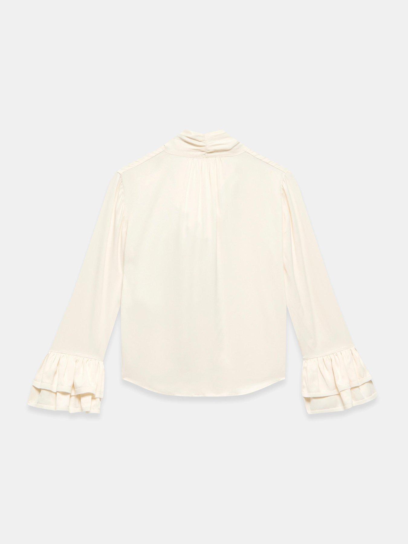 Image 6 of 6 of Mint Velvet Satin Pussybow Blouse - Cream