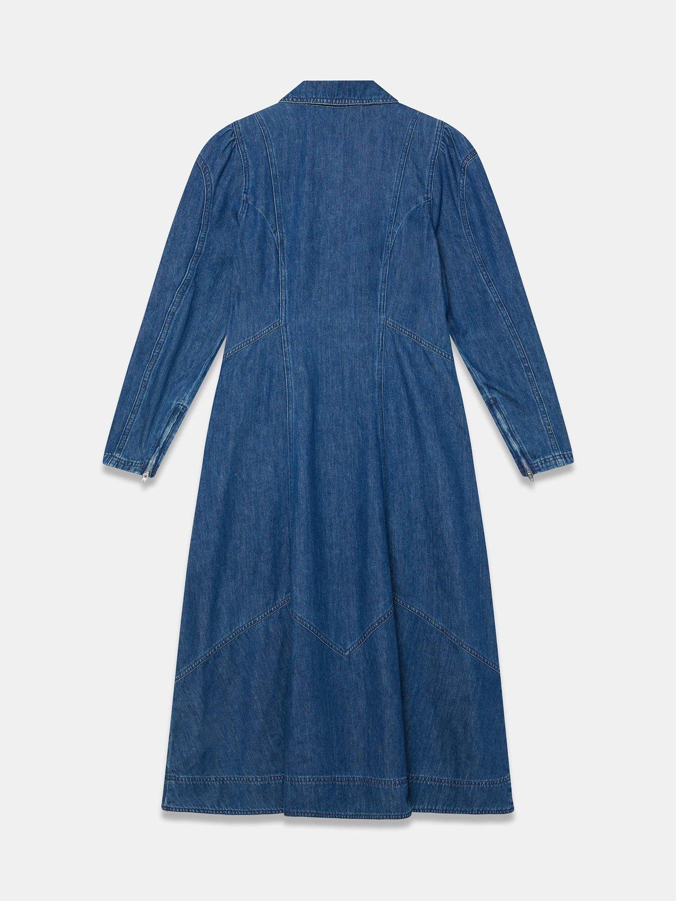 Image 6 of 6 of Mint Velvet Button Front Denim Shirt Dress - Blue