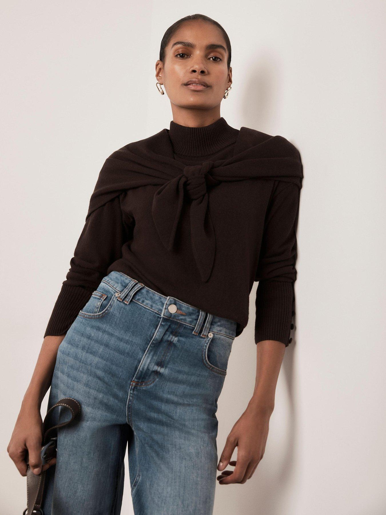 Image 2 of 6 of Mint Velvet Chocolate Layered Knit Top - Brown