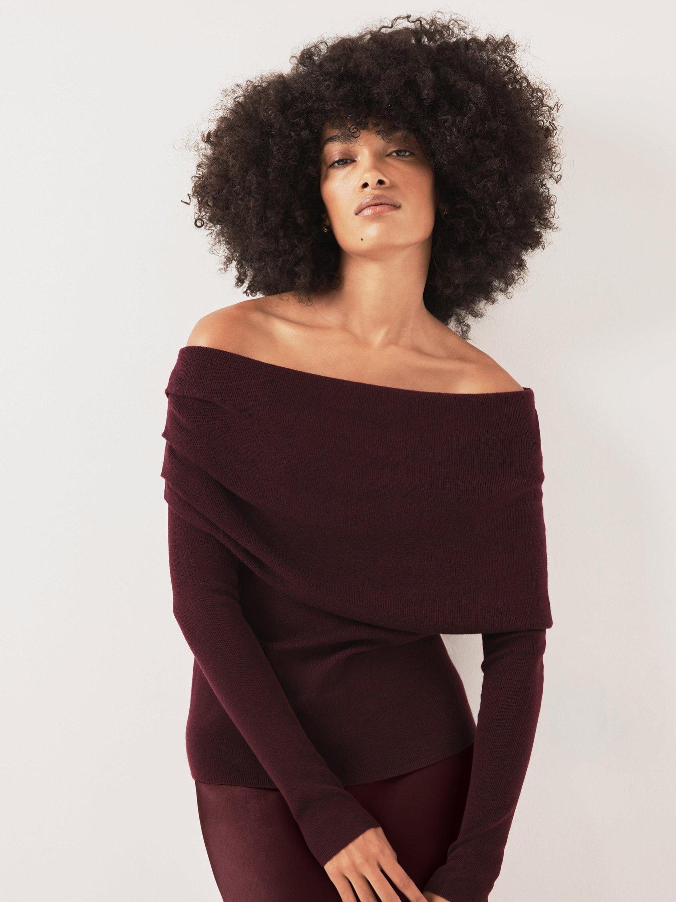 Mint Velvet Bardot Knit Top - Red