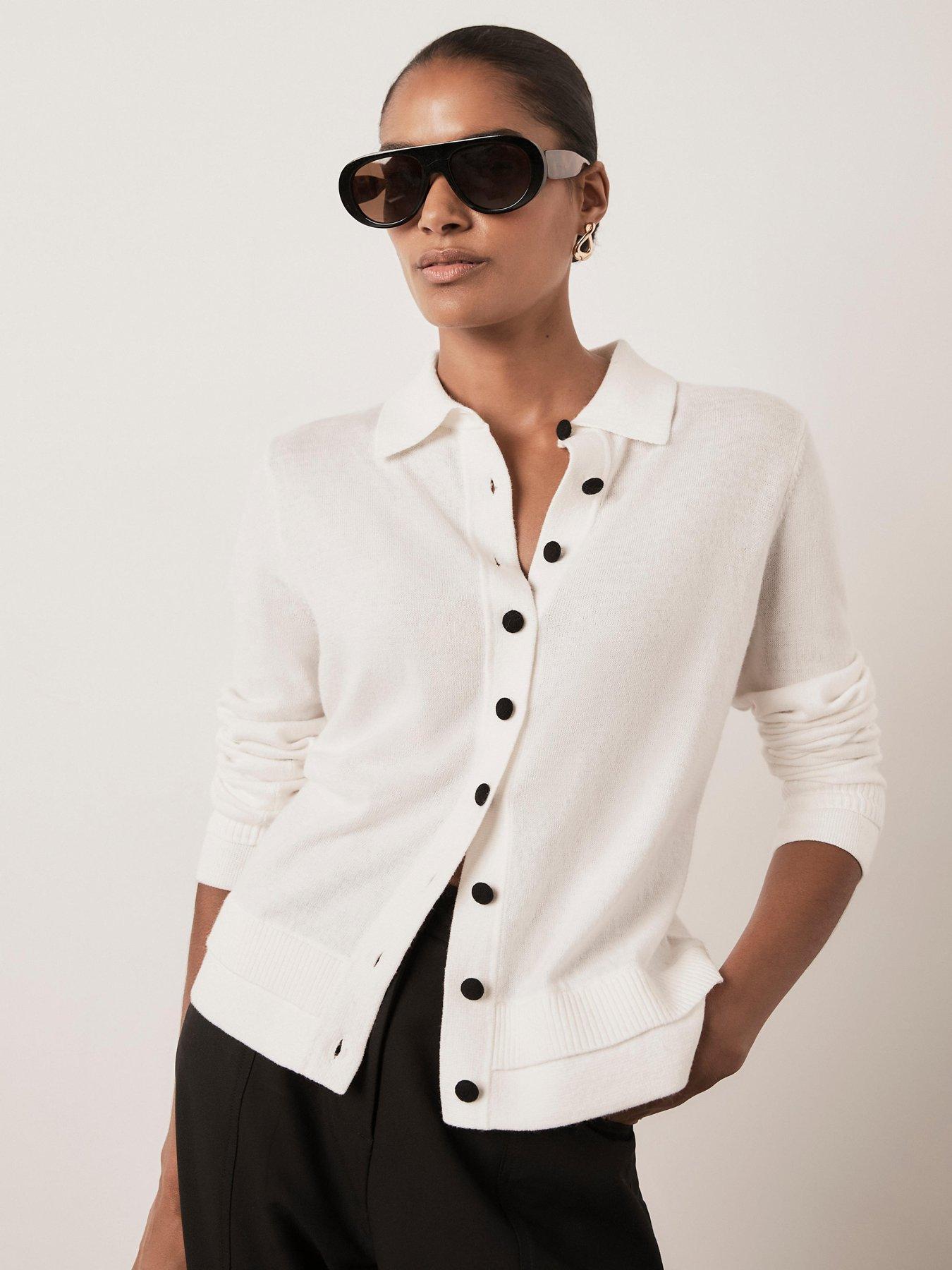 Mint Velvet Layered Collar Top - Cream