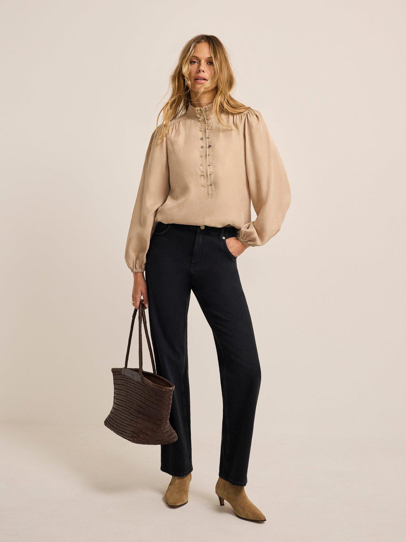 Image 3 of 6 of Mint Velvet Neutral Cupro Bomber Blouse - Cream