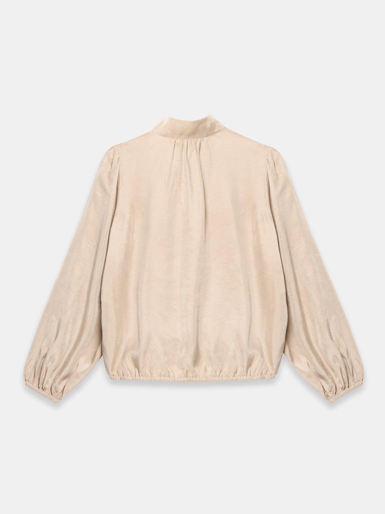 Image 6 of 6 of Mint Velvet Neutral Cupro Bomber Blouse - Cream