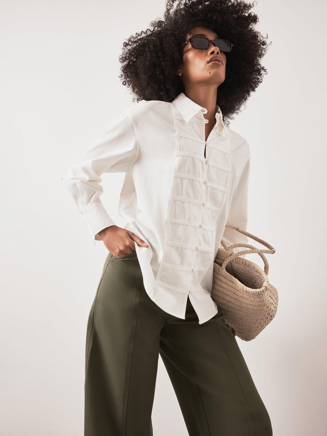 Mint Velvet Cotton Military Shirt - White