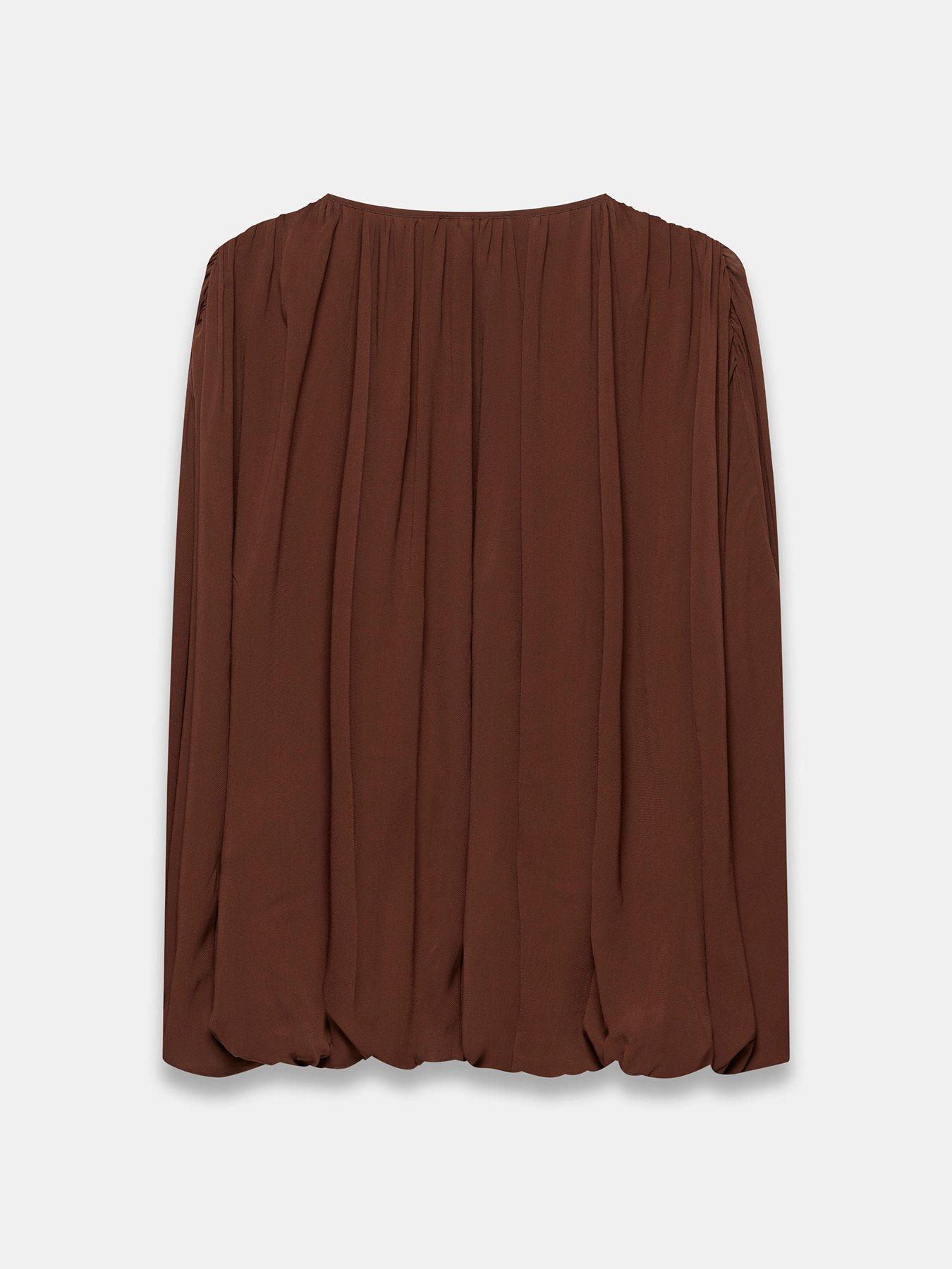 Image 6 of 6 of Mint Velvet Balloon Hem Blouse - Brown
