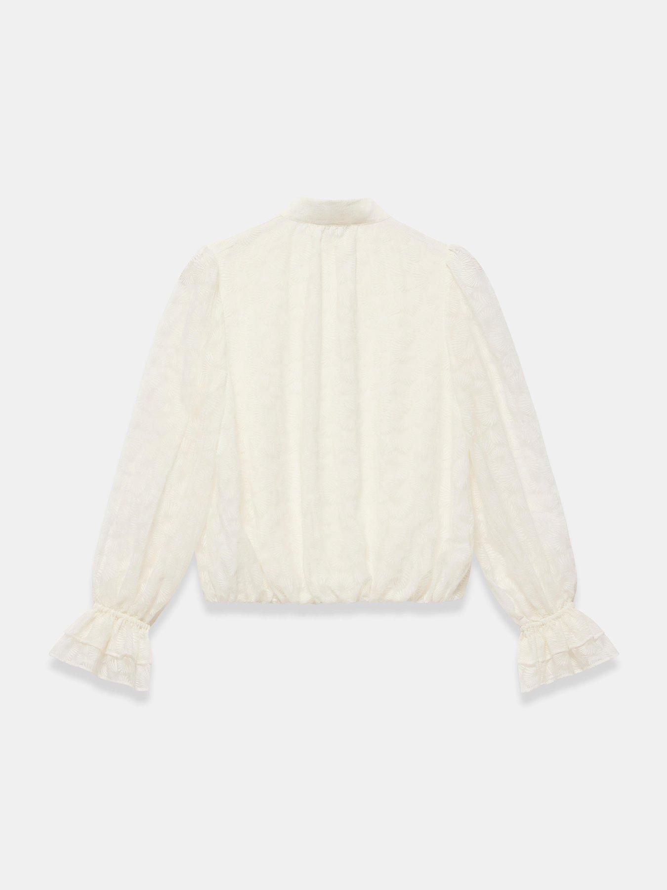 Image 6 of 6 of Mint Velvet Ivory Feather Burnout Shirt - White