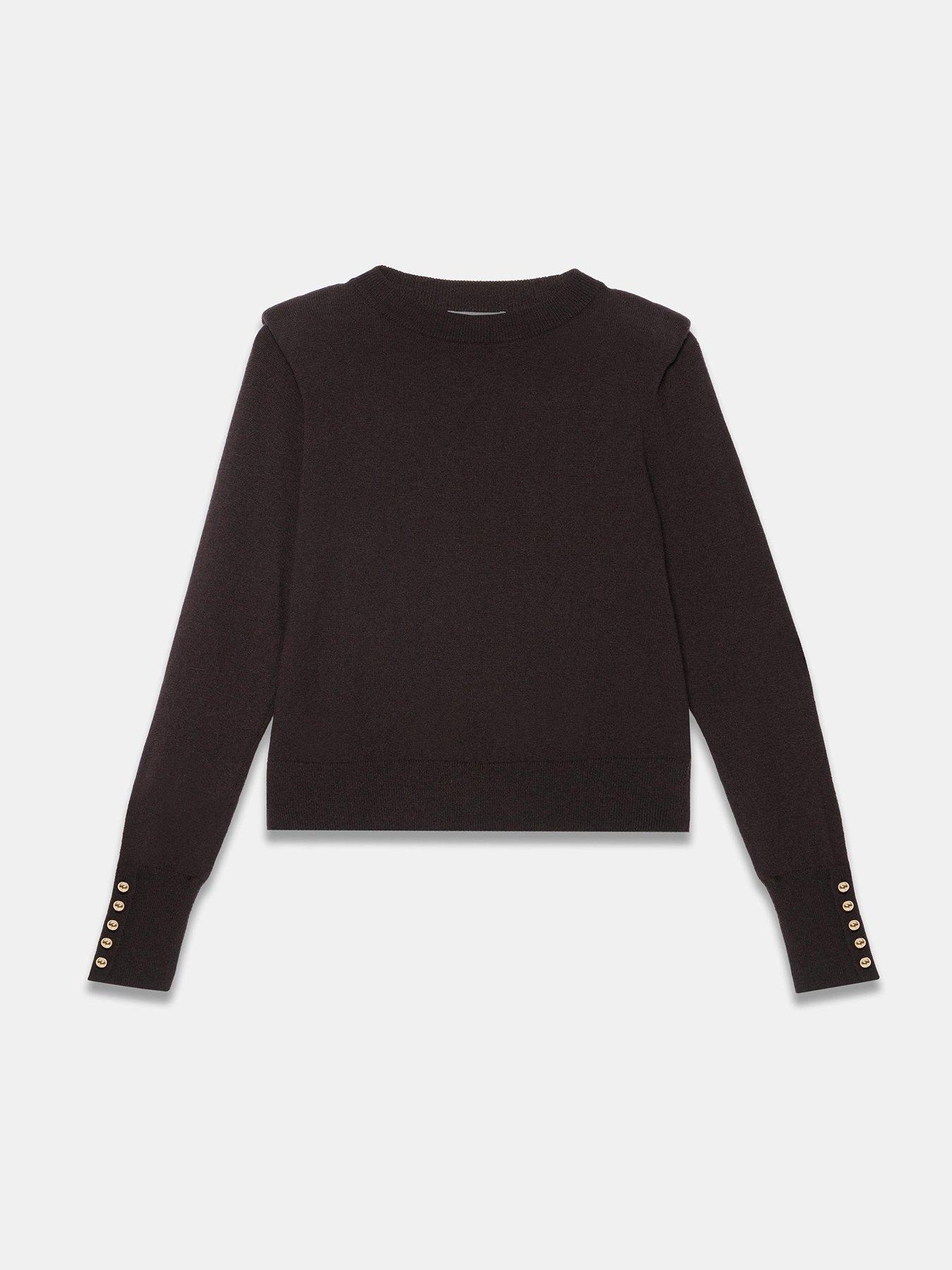 Image 5 of 6 of Mint Velvet Shoulder Pad Knit Top - Brown