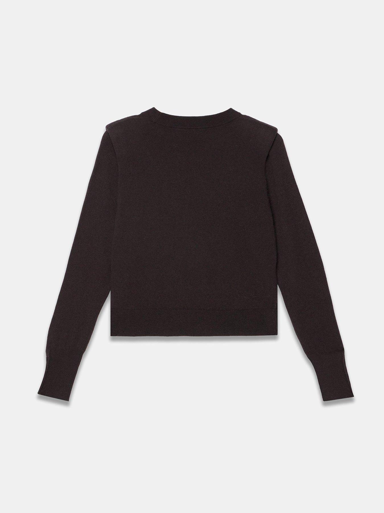 Image 6 of 6 of Mint Velvet Shoulder Pad Knit Top - Brown