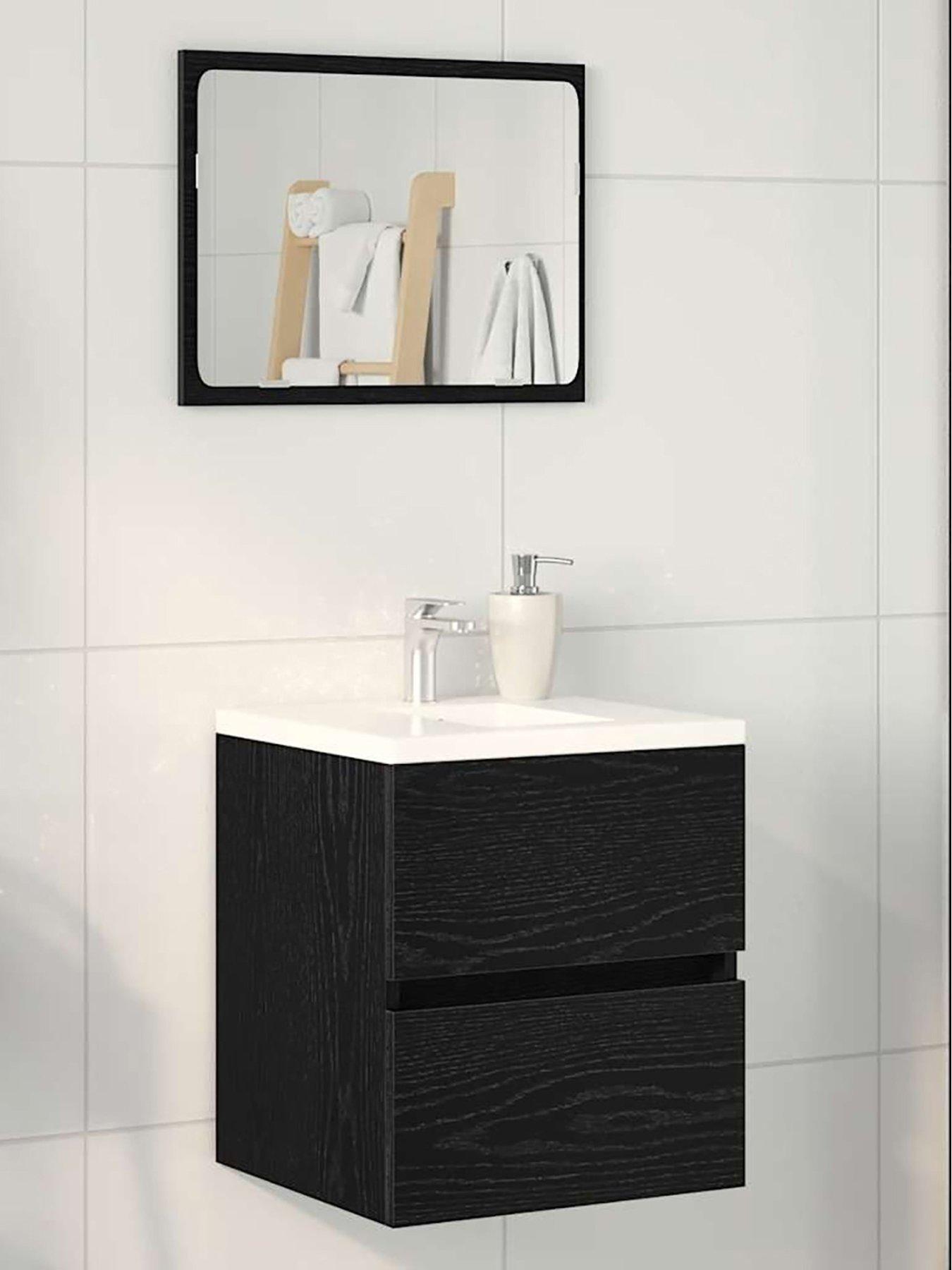 Image 1 of 7 of Walplus Bathroom Sink Cabinet Black Oak 41x38.5x45 Cm Engineered Wood