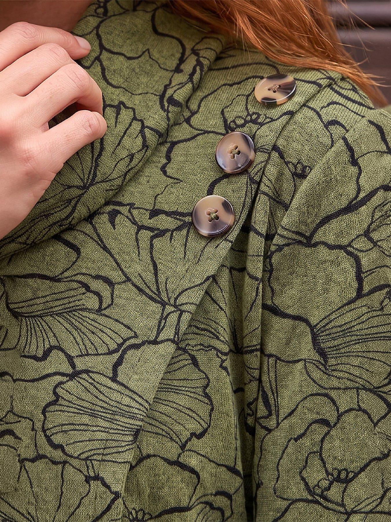 Image 2 of 3 of Roman Womens Cowl Neck Wrap Front Blouse - Green