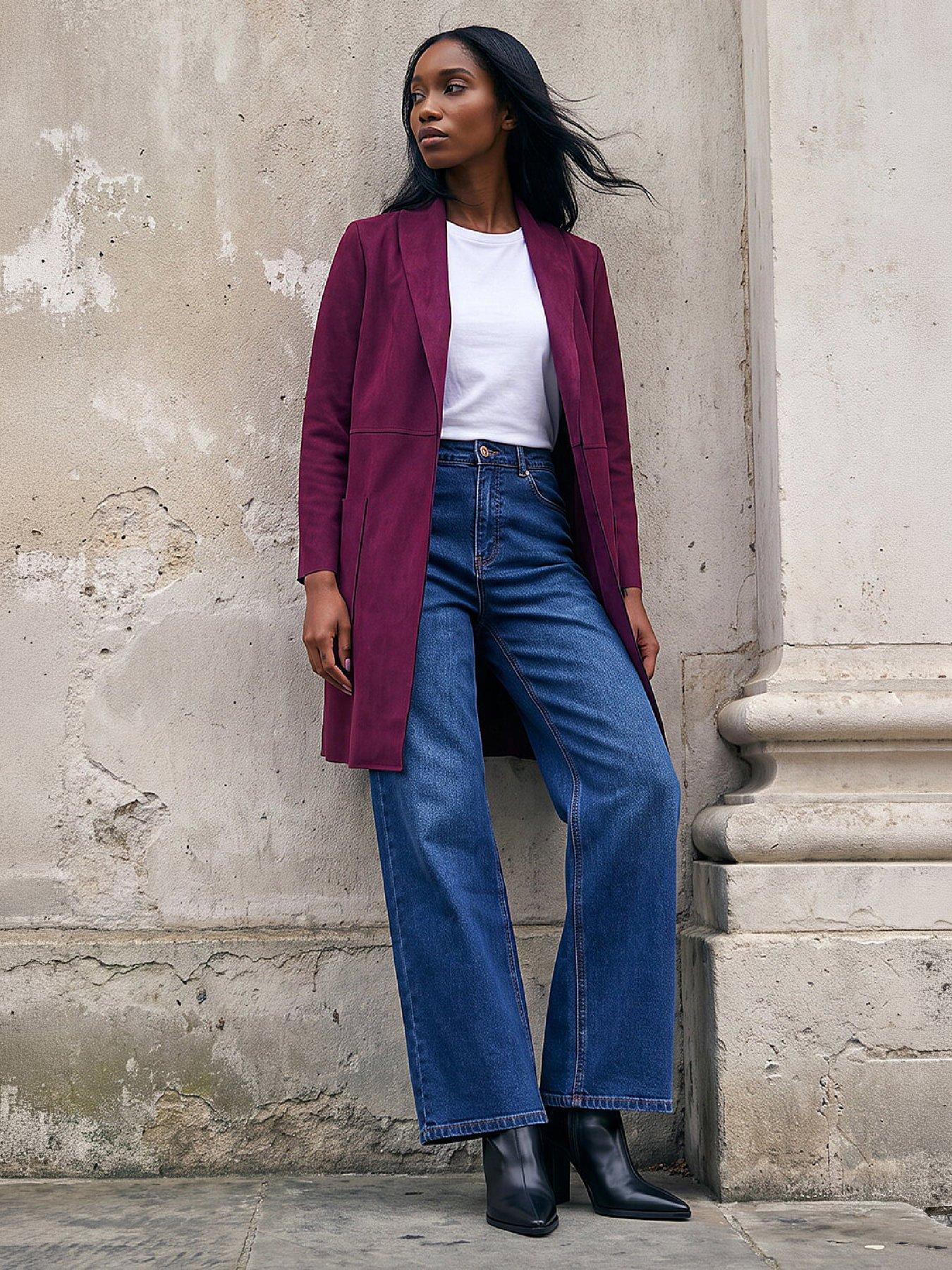Image 1 of 4 of Roman Petite Faux Suede Pocket Jacket