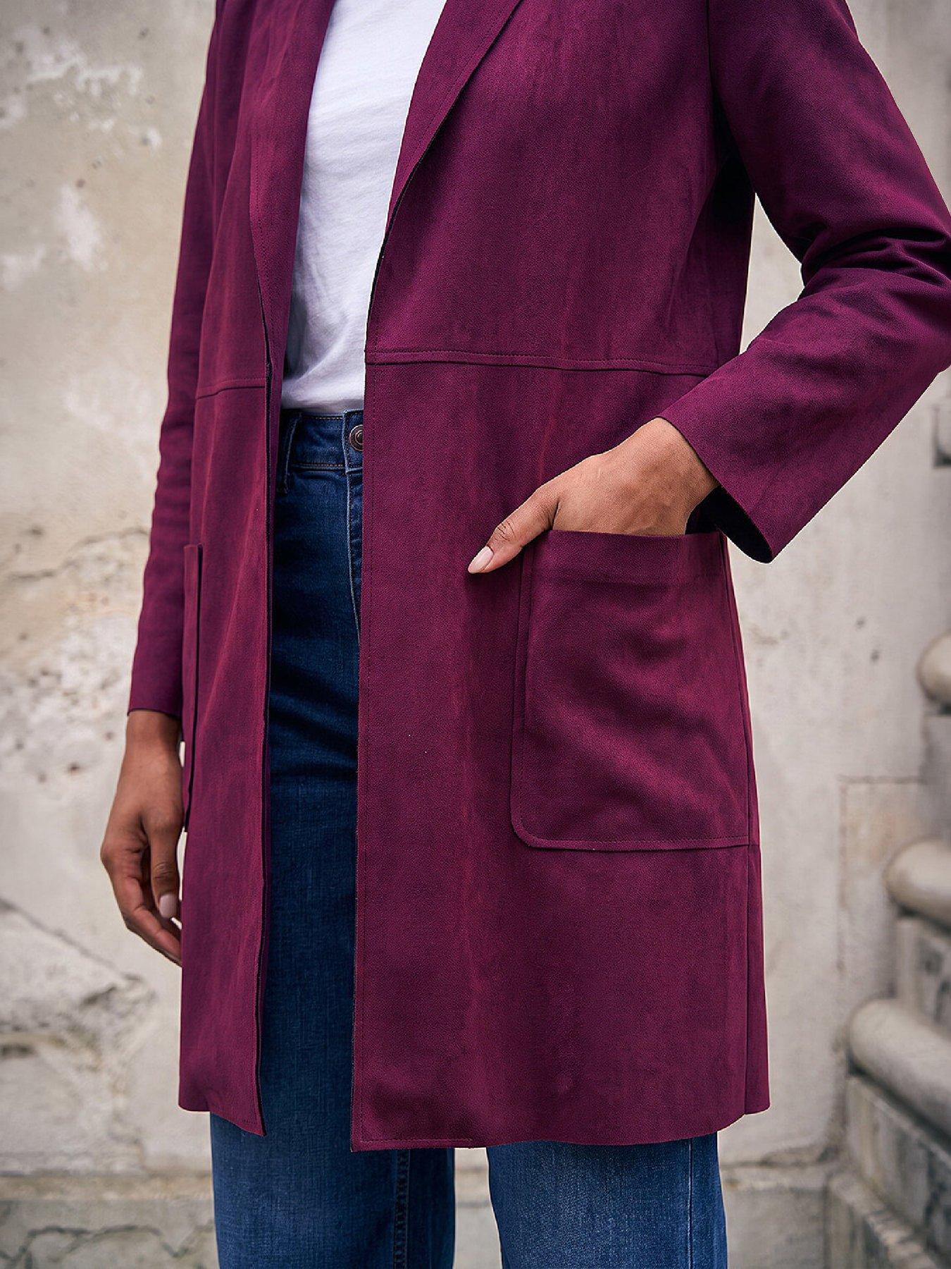 Image 2 of 4 of Roman Petite Faux Suede Pocket Jacket