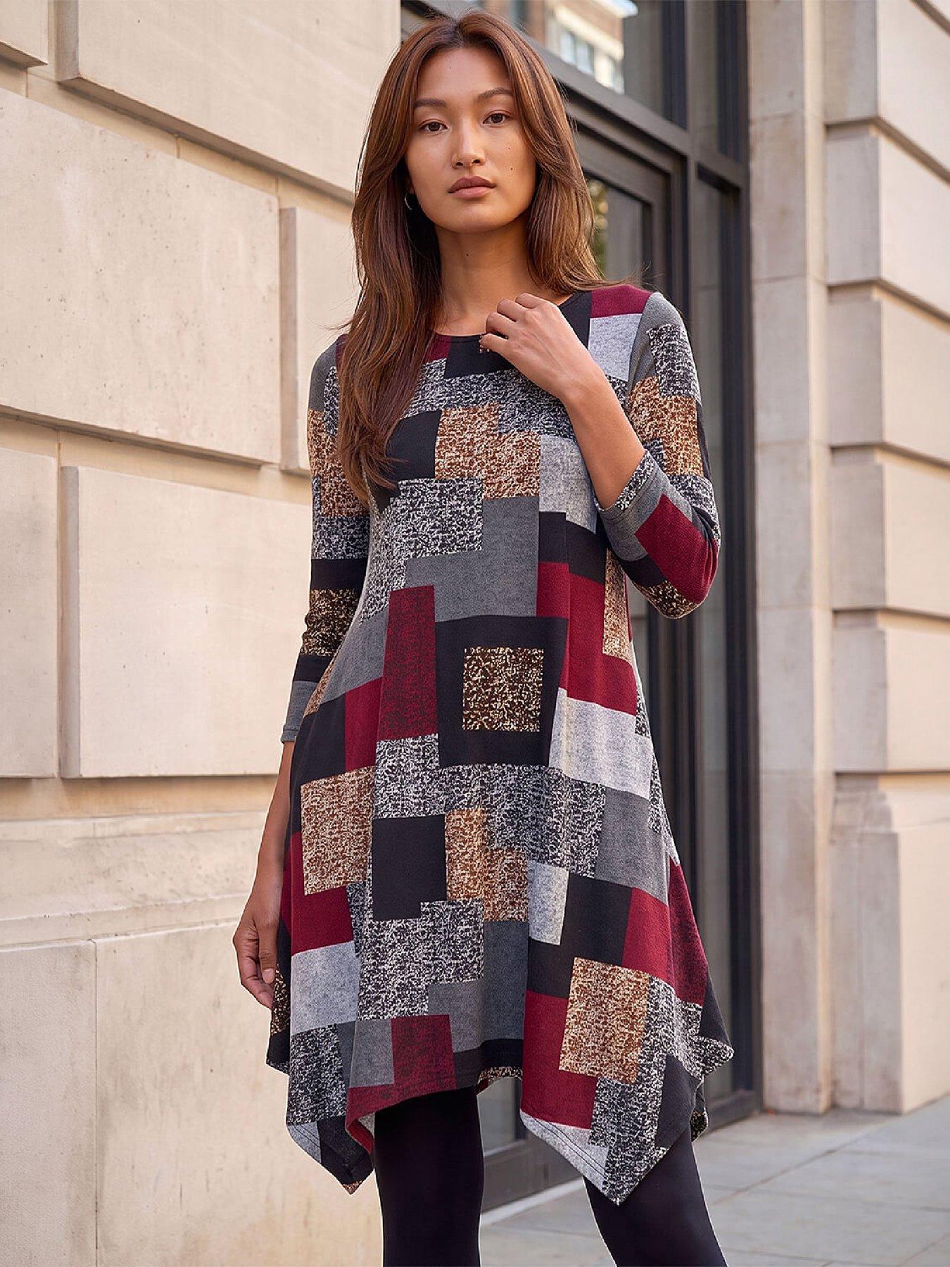 Image 1 of 4 of Roman Womens Patchwork Pocket Detail Stretch Dress - Multi