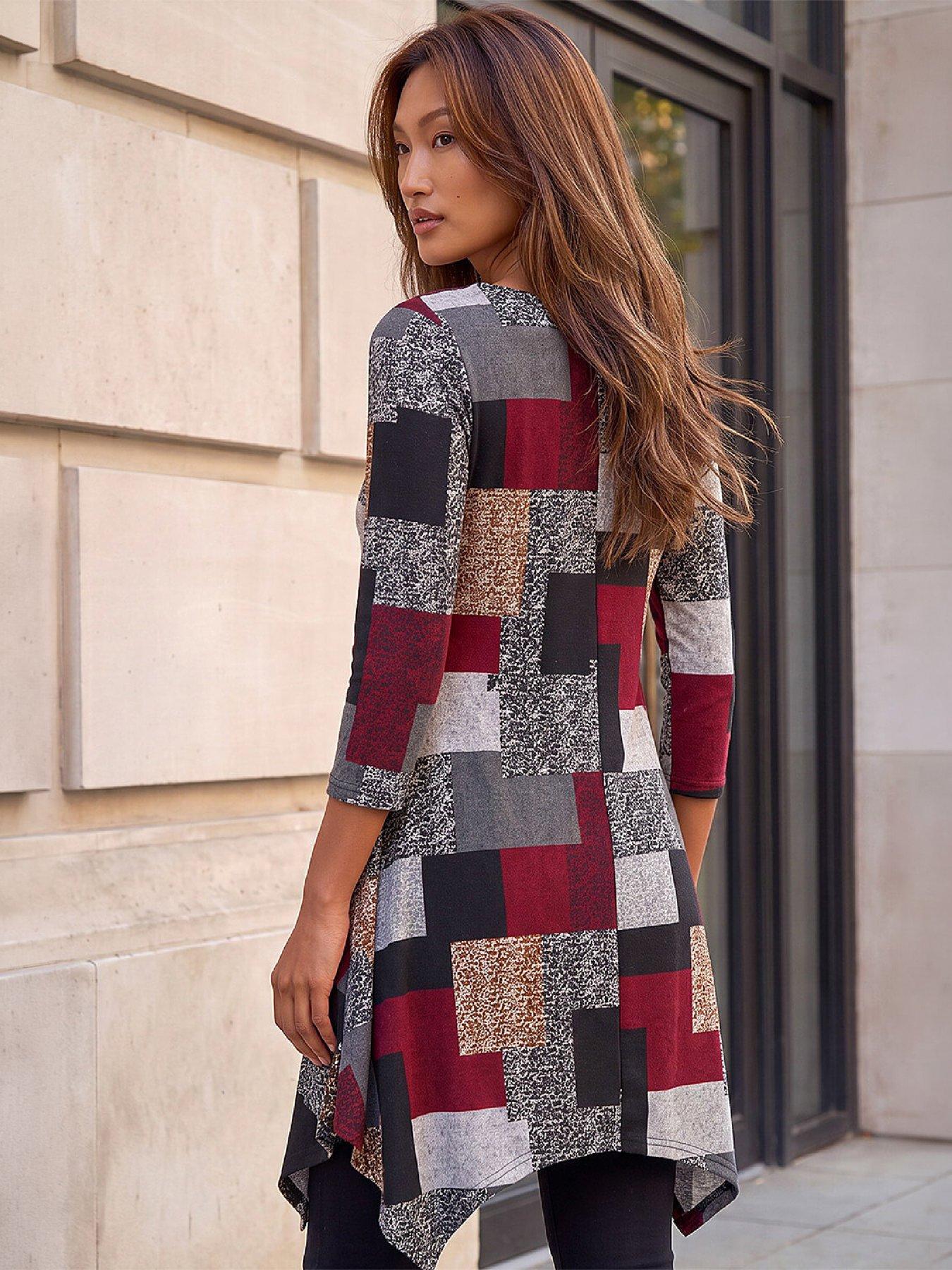 Image 3 of 4 of Roman Womens Patchwork Pocket Detail Stretch Dress - Multi