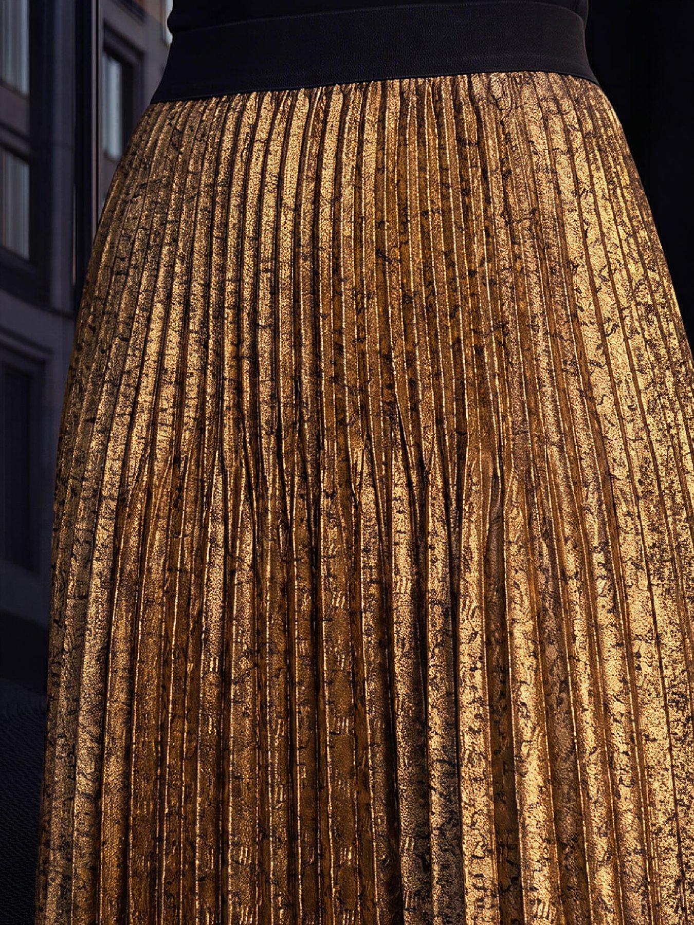 Image 2 of 3 of Roman Gold Pleated Skirt
