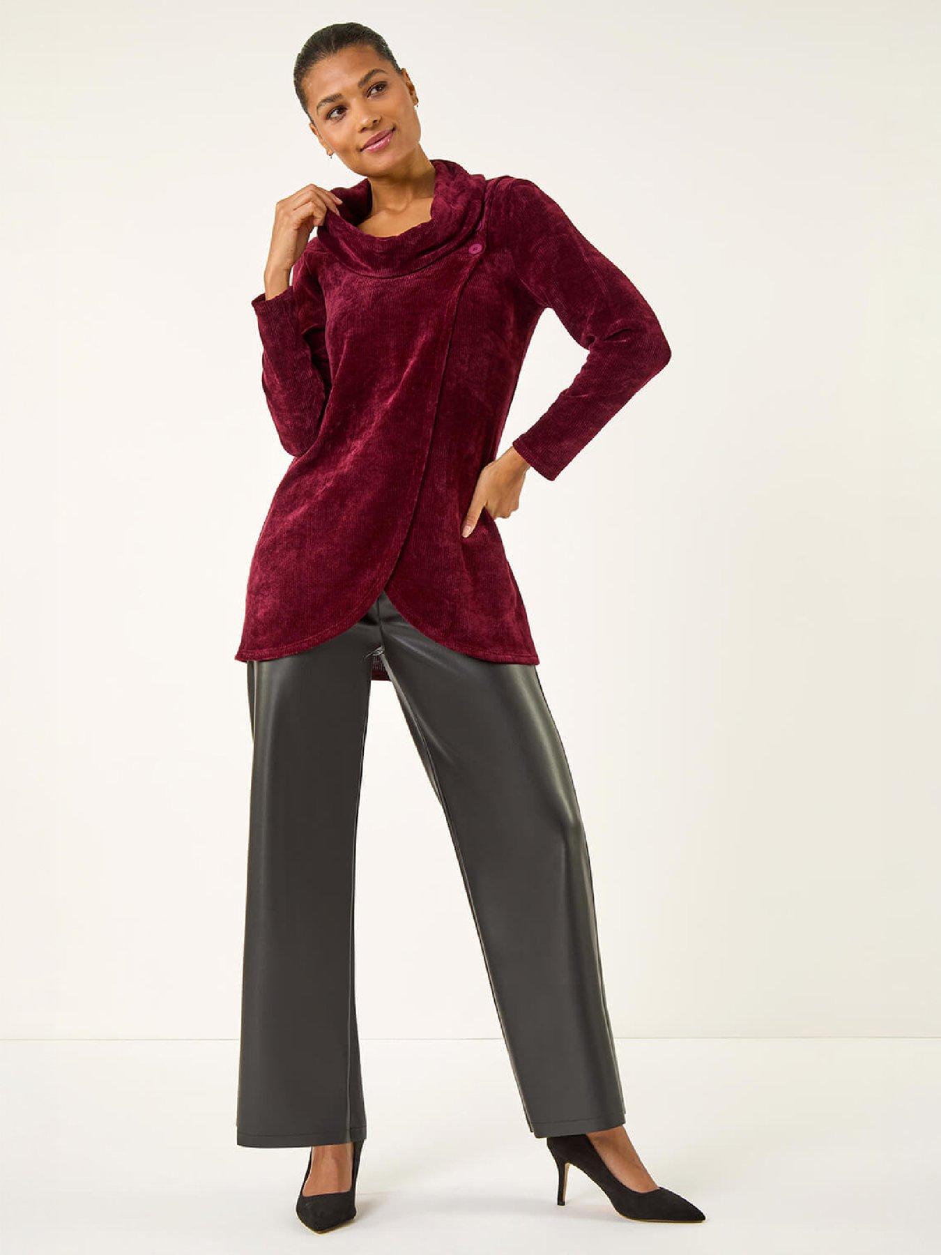 Image 3 of 4 of Roman Chenille Cowl Neck Tunic Top