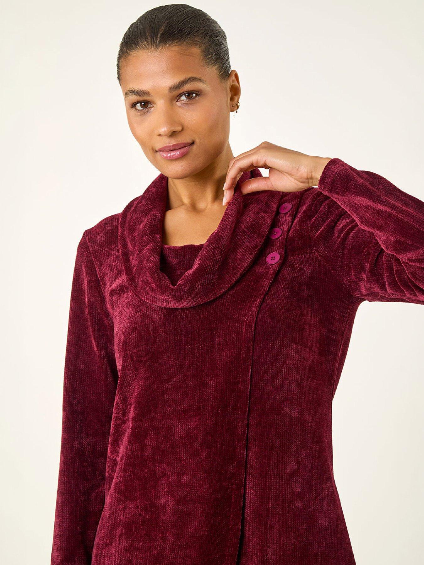 Image 4 of 4 of Roman Chenille Cowl Neck Tunic Top