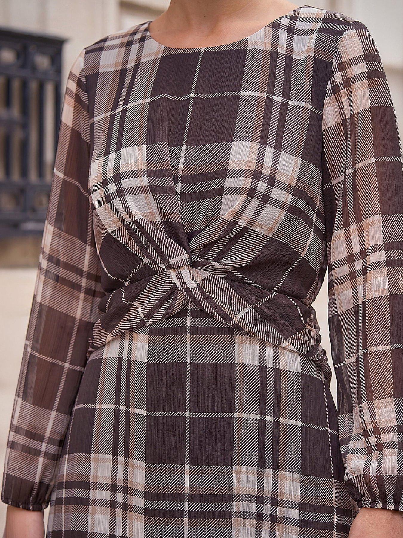 Image 2 of 4 of Roman Womens Petite Twist Front Dress - Brown