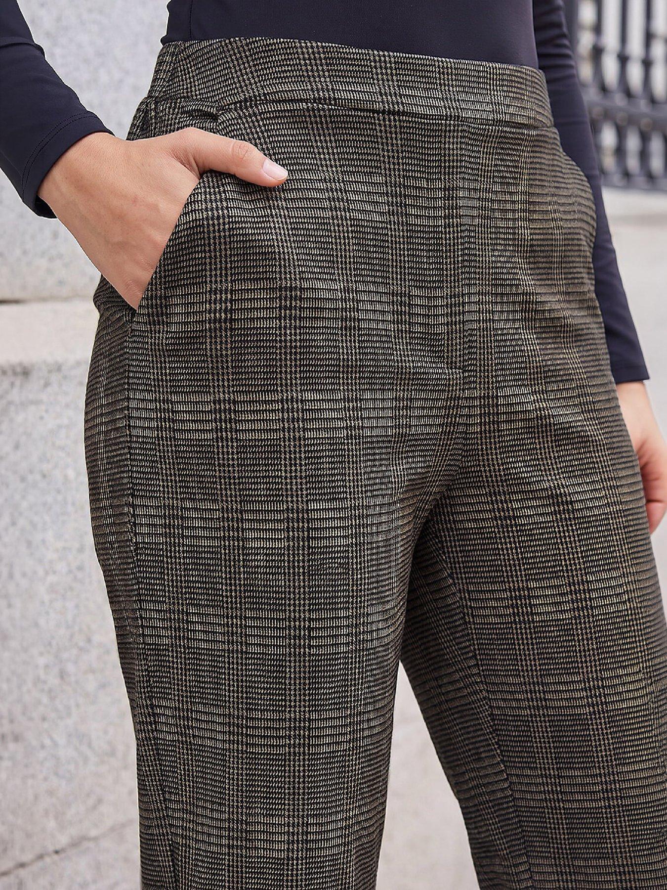 Image 2 of 3 of Roman Petite Checked Print Trouser