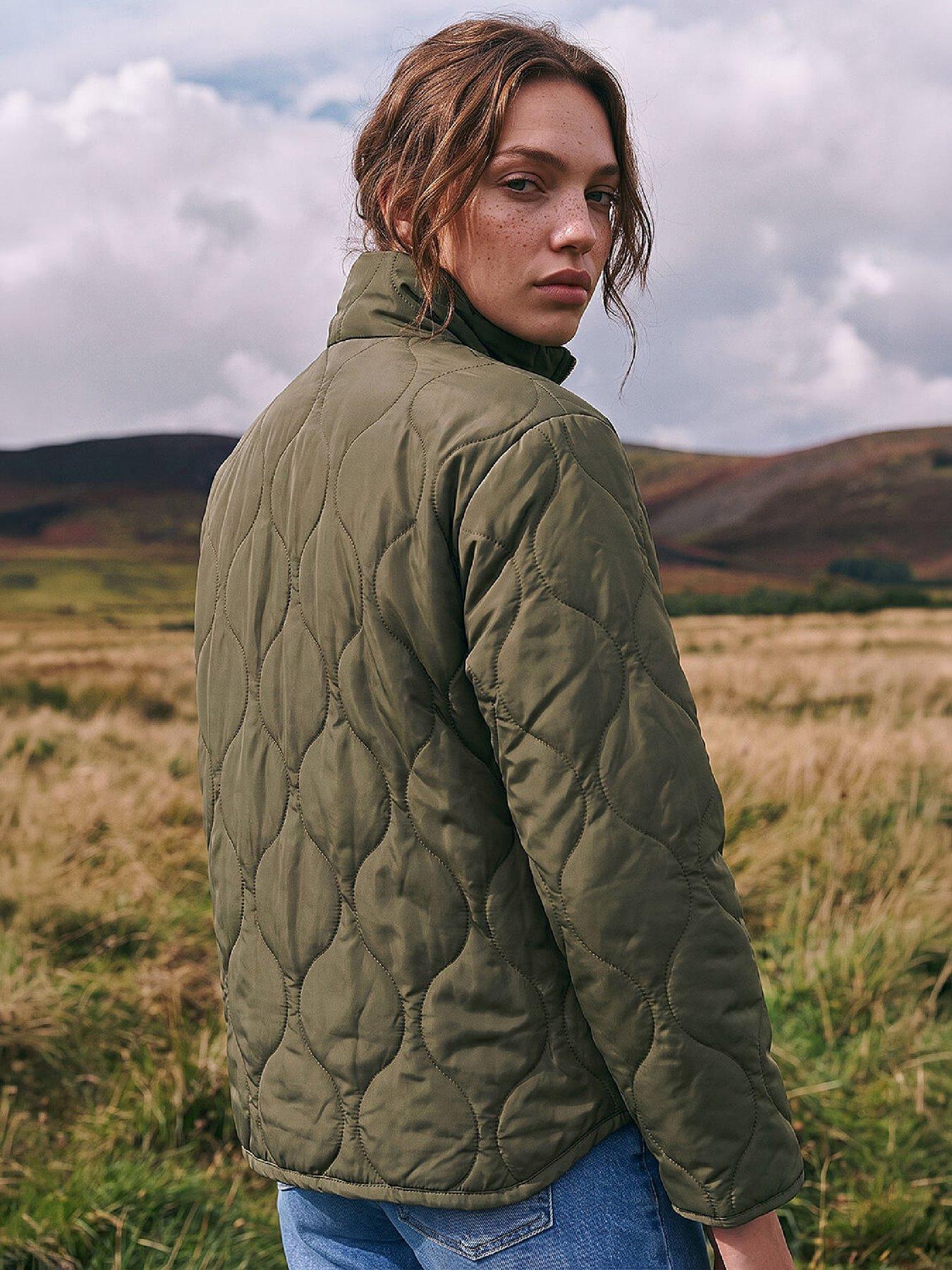 Image 3 of 4 of Roman Womens Petite Lightly Padded Standing Collar Jacket - Green