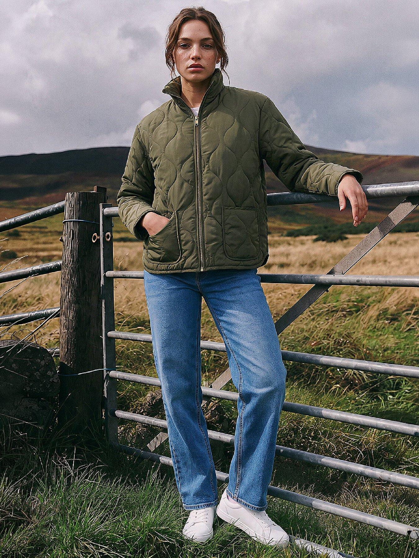 Image 4 of 4 of Roman Womens Petite Lightly Padded Standing Collar Jacket - Green