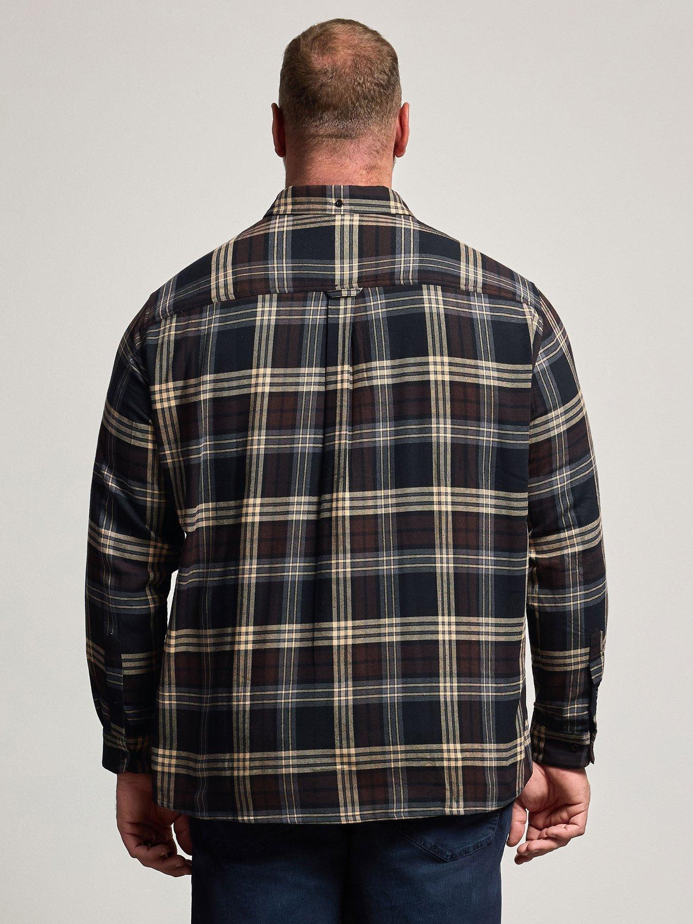 Image 2 of 4 of BadRhino Mens Brushed Check Long Sleeve Shirt - Brown