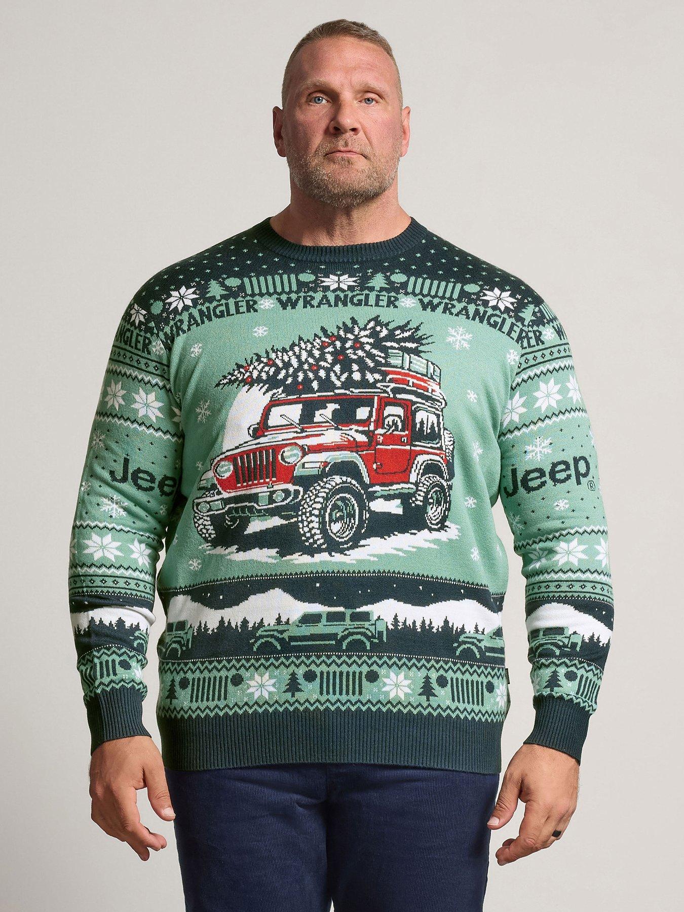 Image 1 of 4 of BadRhino Mens Jeep Christmas Knitted Jumper - Blue