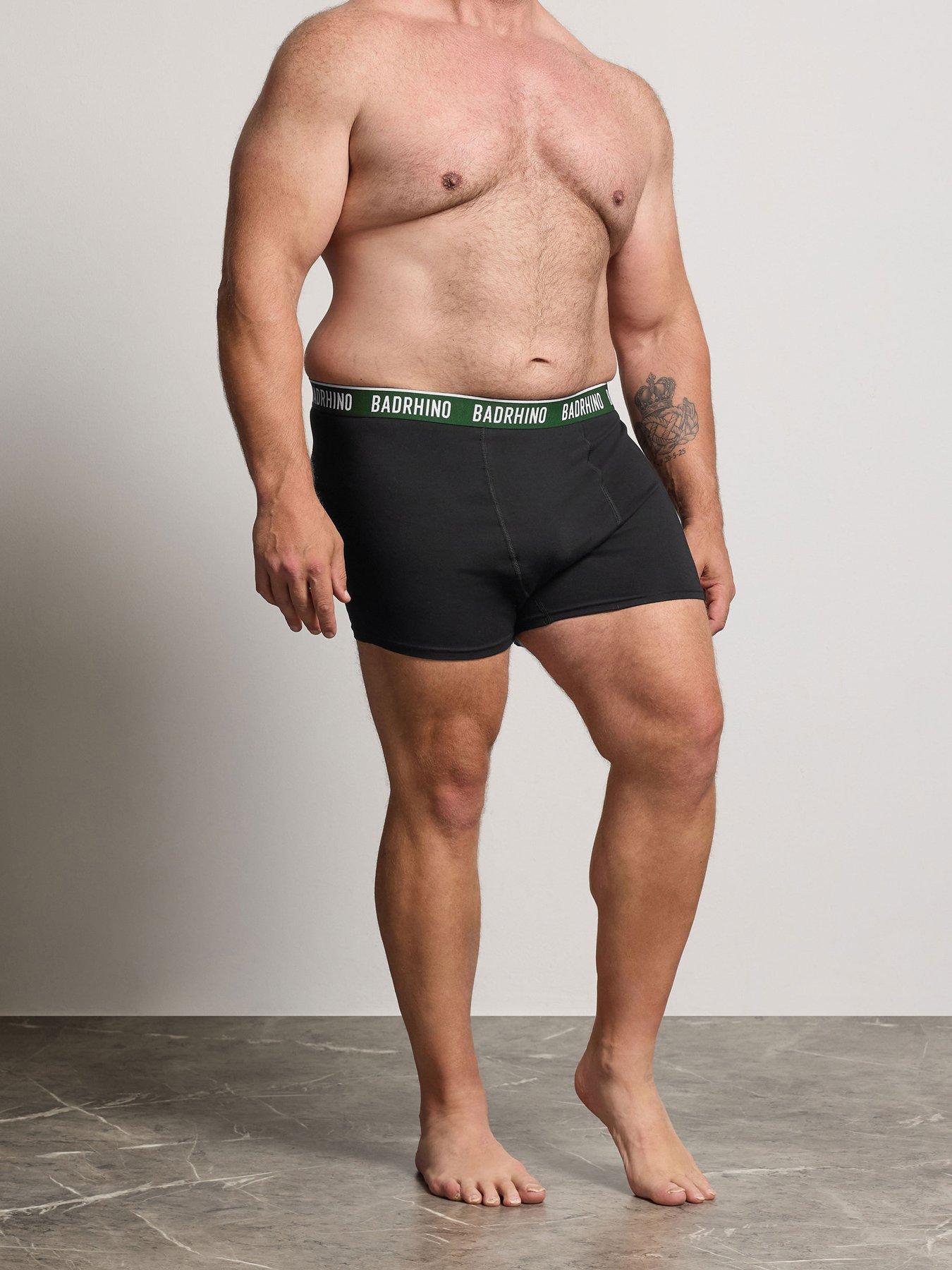 Image 2 of 3 of BadRhino Mens 5 Pack Cotton-Rich Stretch Waistband Boxer Shorts - Black